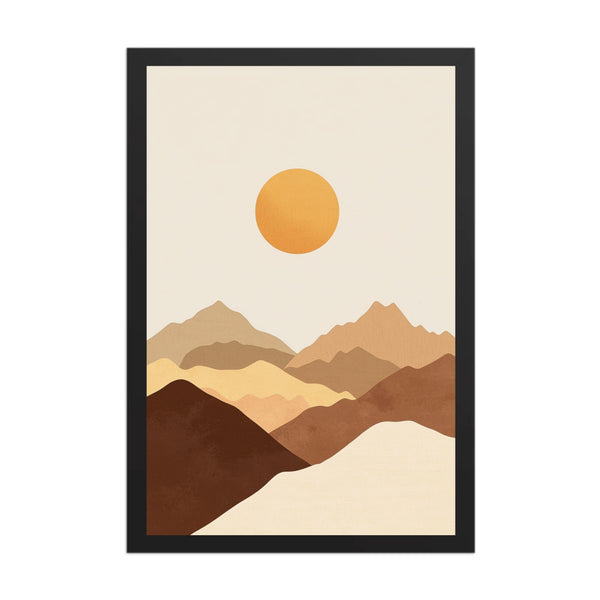 Rising Stillness – Minimalist Sun & Mountain