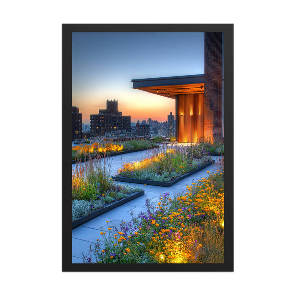 Urban Bloom – Rooftop Garden at Dusk