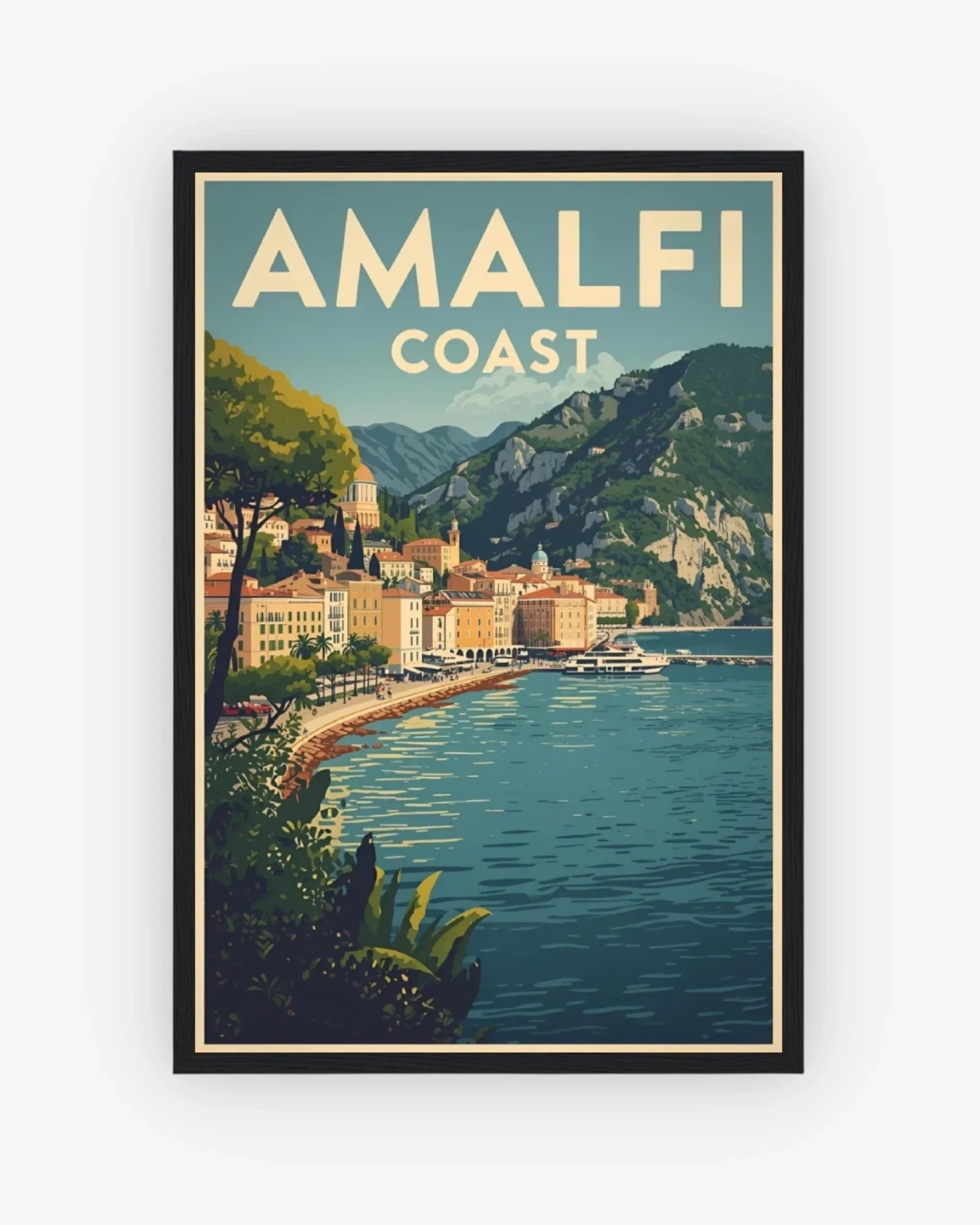 Amalfi Coast Vista, Italy Poster Black Frame Nomad Haus