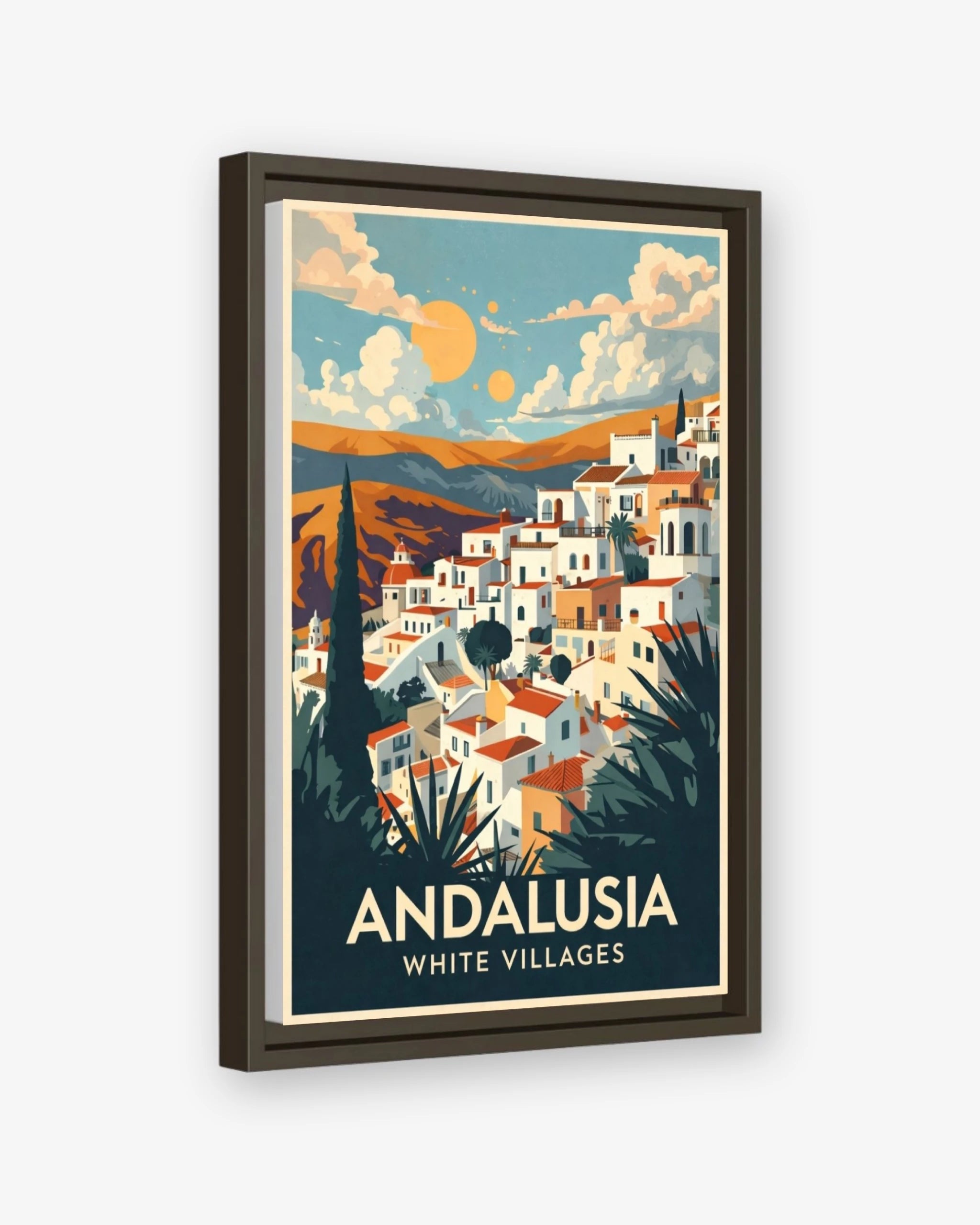 Andalusia White Villages travel poster espresso framed canvas