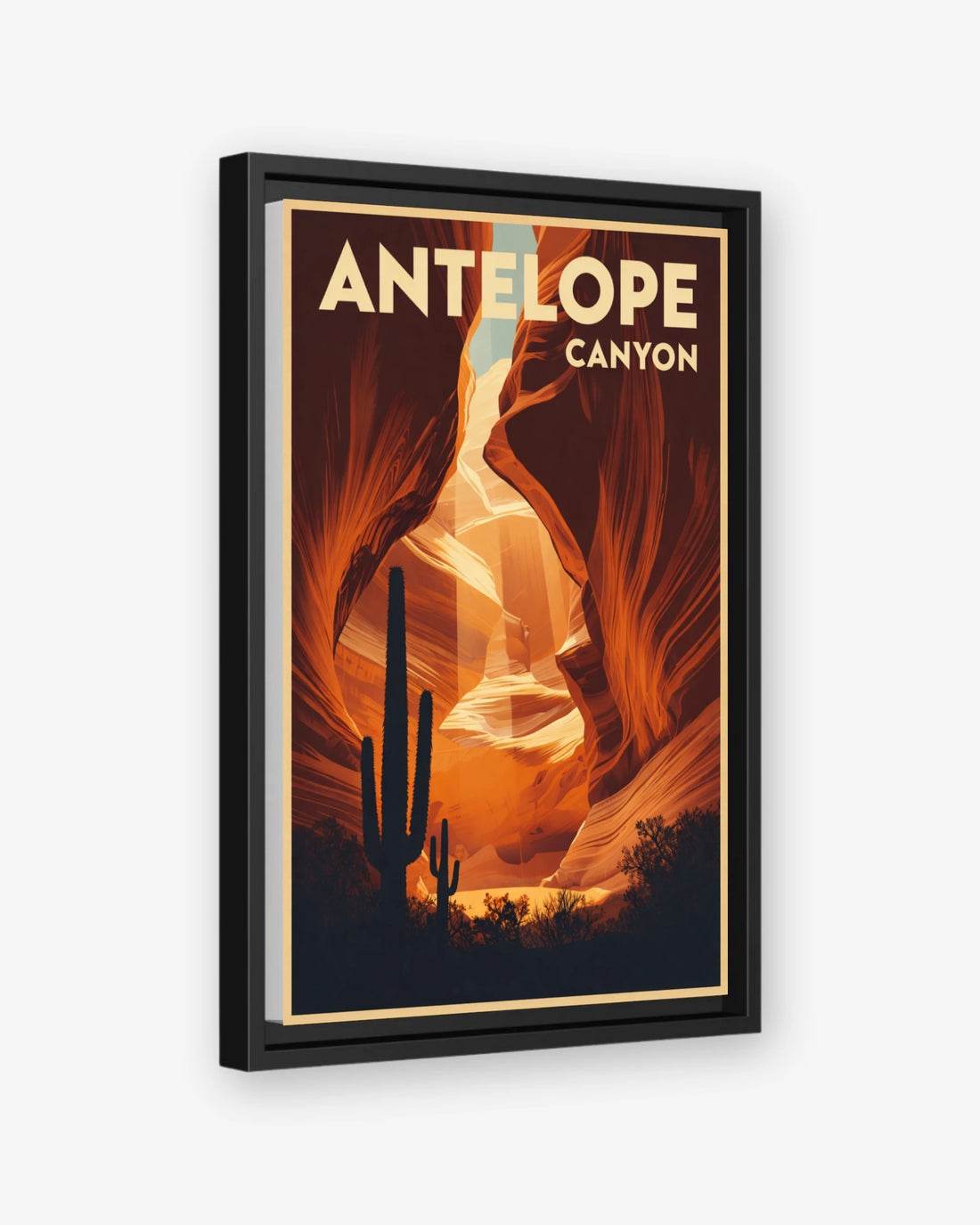 Antelope Canyon travel poster black framed canvas