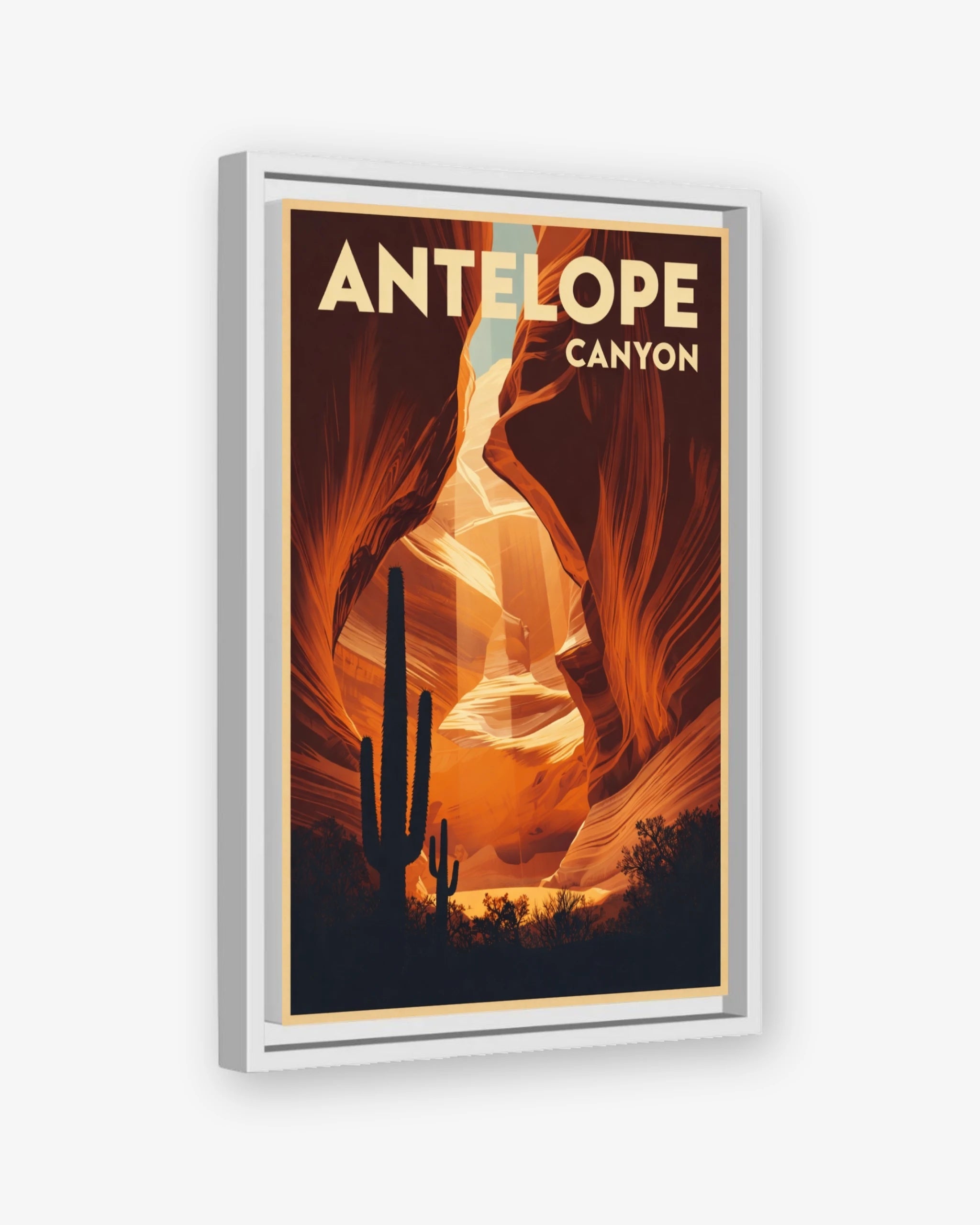 Antelope Canyon travel poster white framed canvas