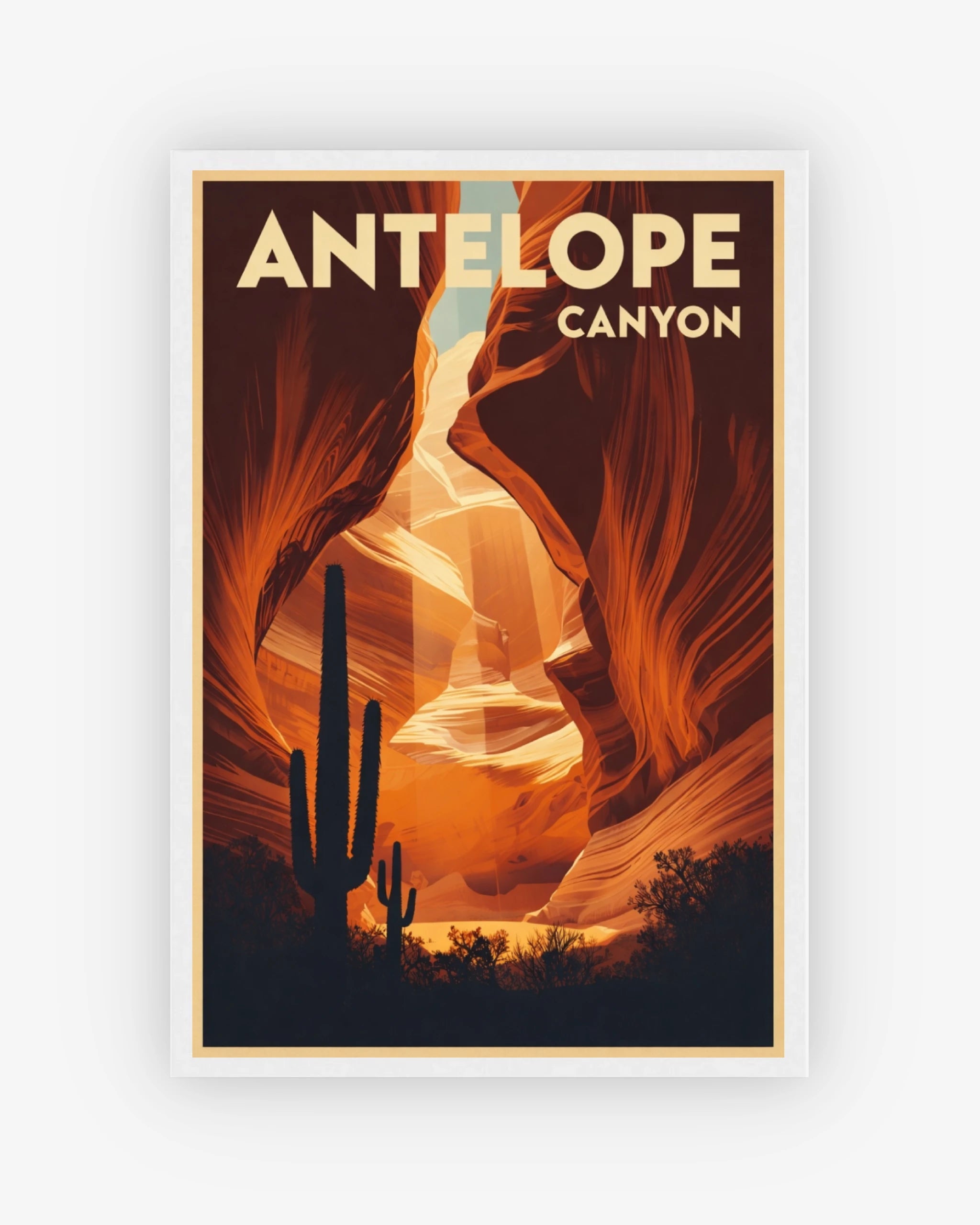 Antelope Canyon travel poster with white frame
