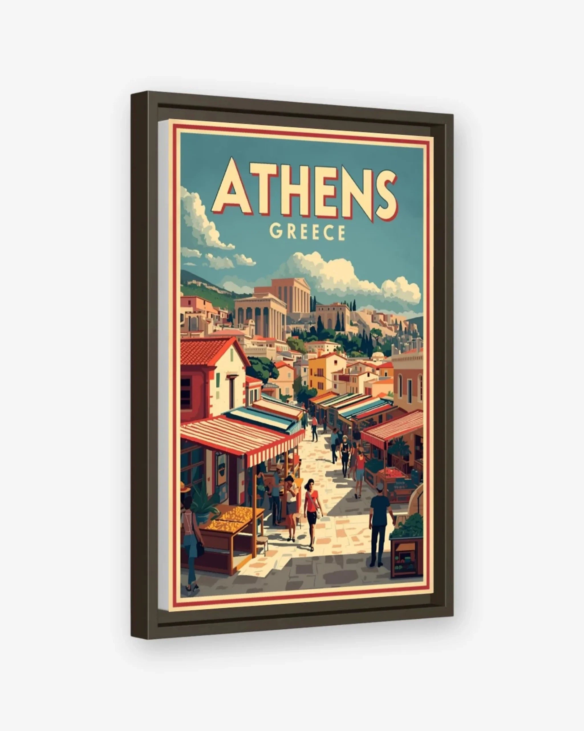 Athens Market, Greece Canvas Espresso Frame Nomad Haus