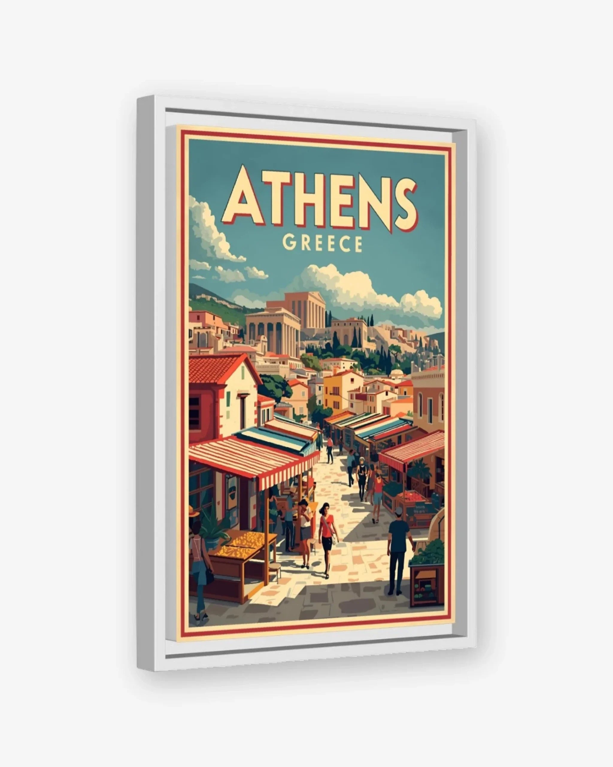 Athens Market, Greece Canvas White Frame Nomad Haus