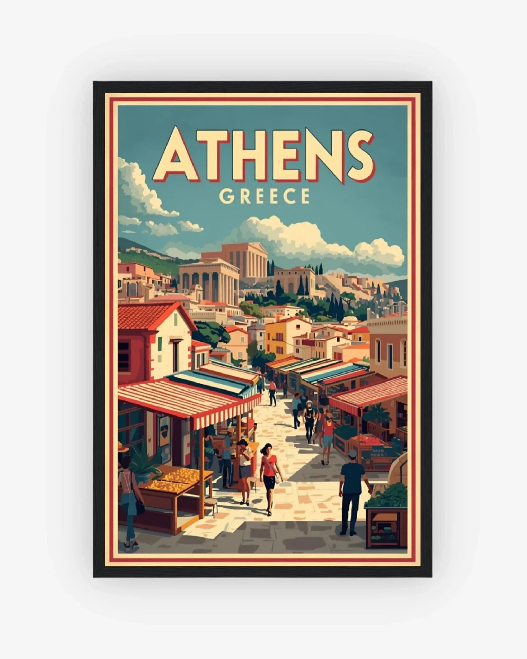 Athens Market, Greece Poster Black Frame Nomad Haus