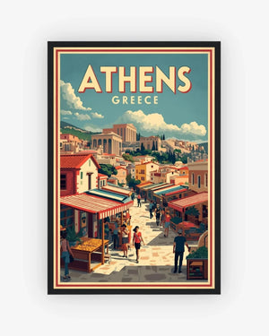 Athens Market, Greece Poster Black Frame Nomad Haus