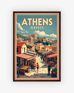 Athens Market, Greece Poster Dark Wood Frame Nomad Haus
