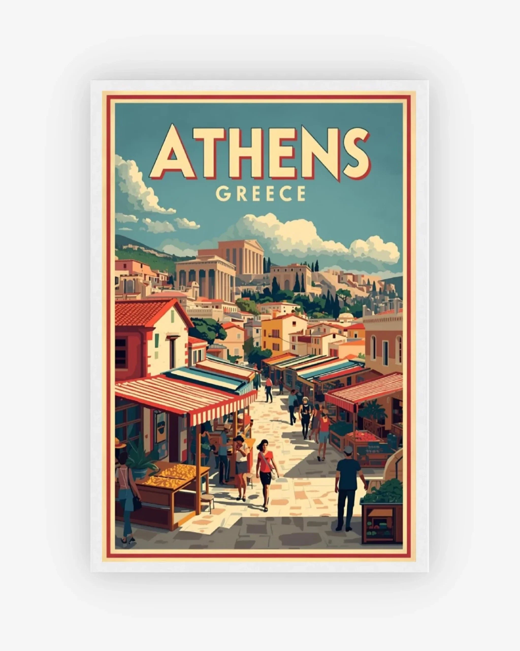 Athens Market, Greece Poster White Frame Nomad Haus