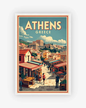 Athens Market, Greece Poster White Frame Nomad Haus