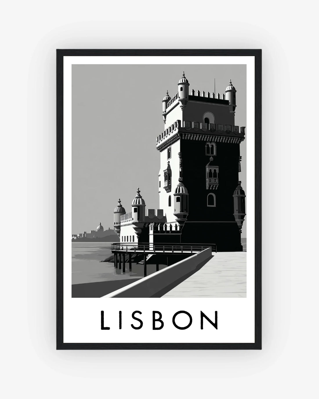 Lisbon black frame poster