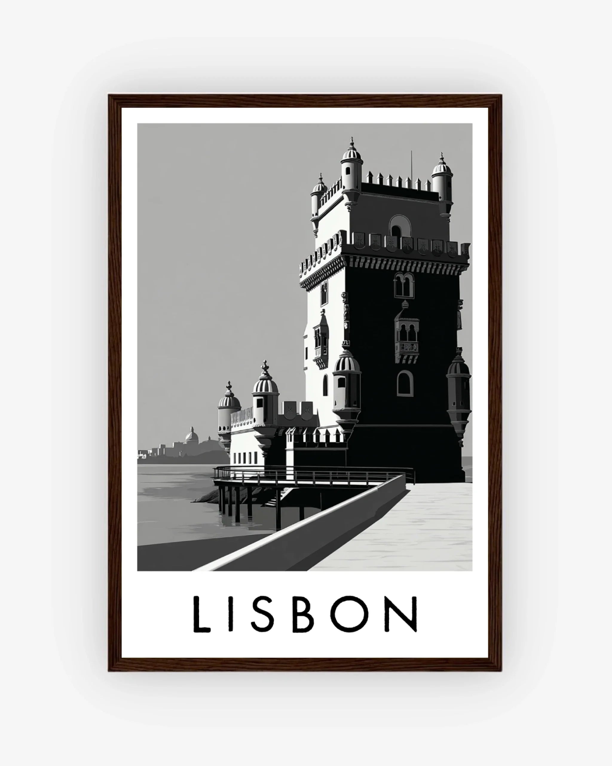Lisbon dark wood frame poster