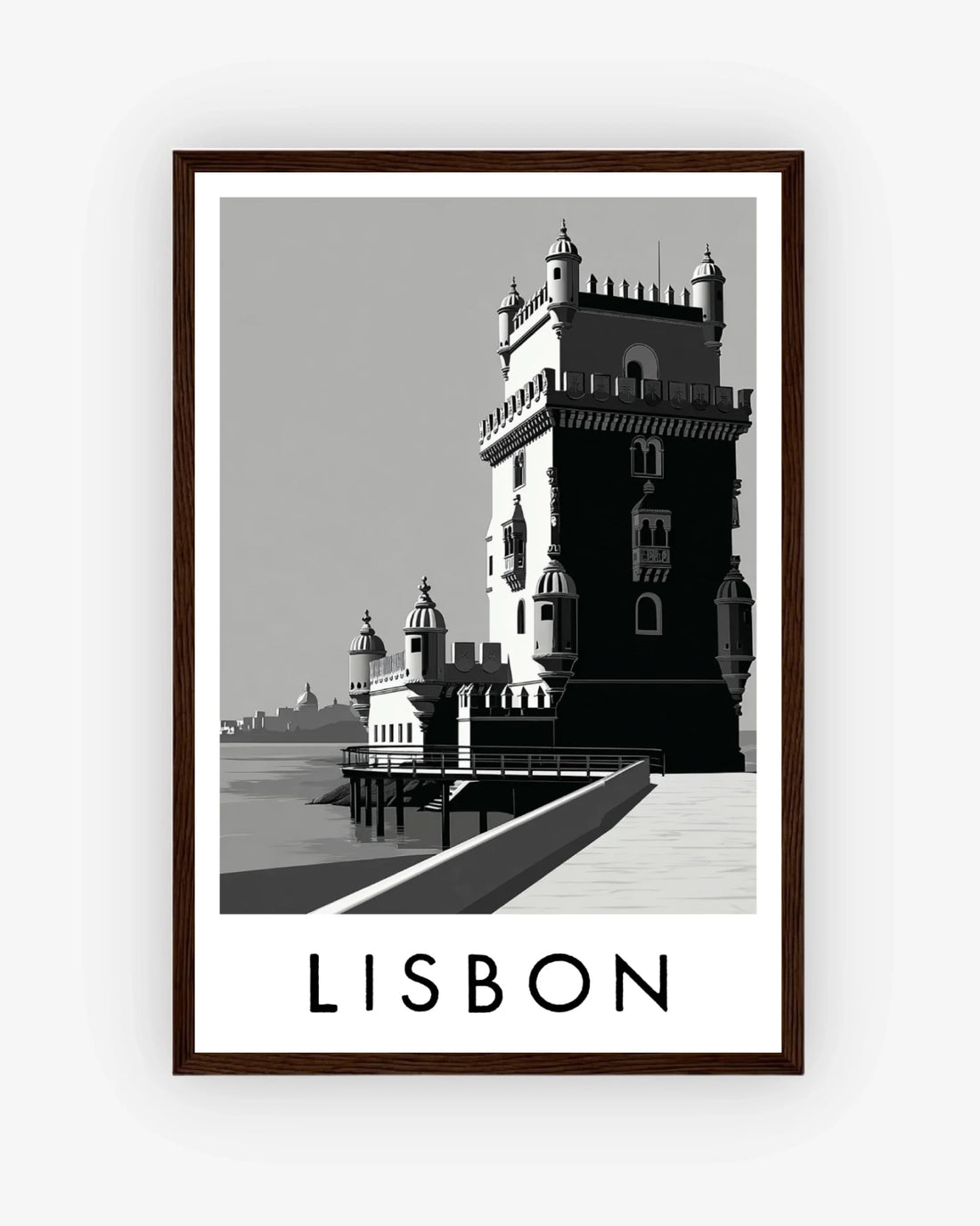 Lisbon dark wood frame poster