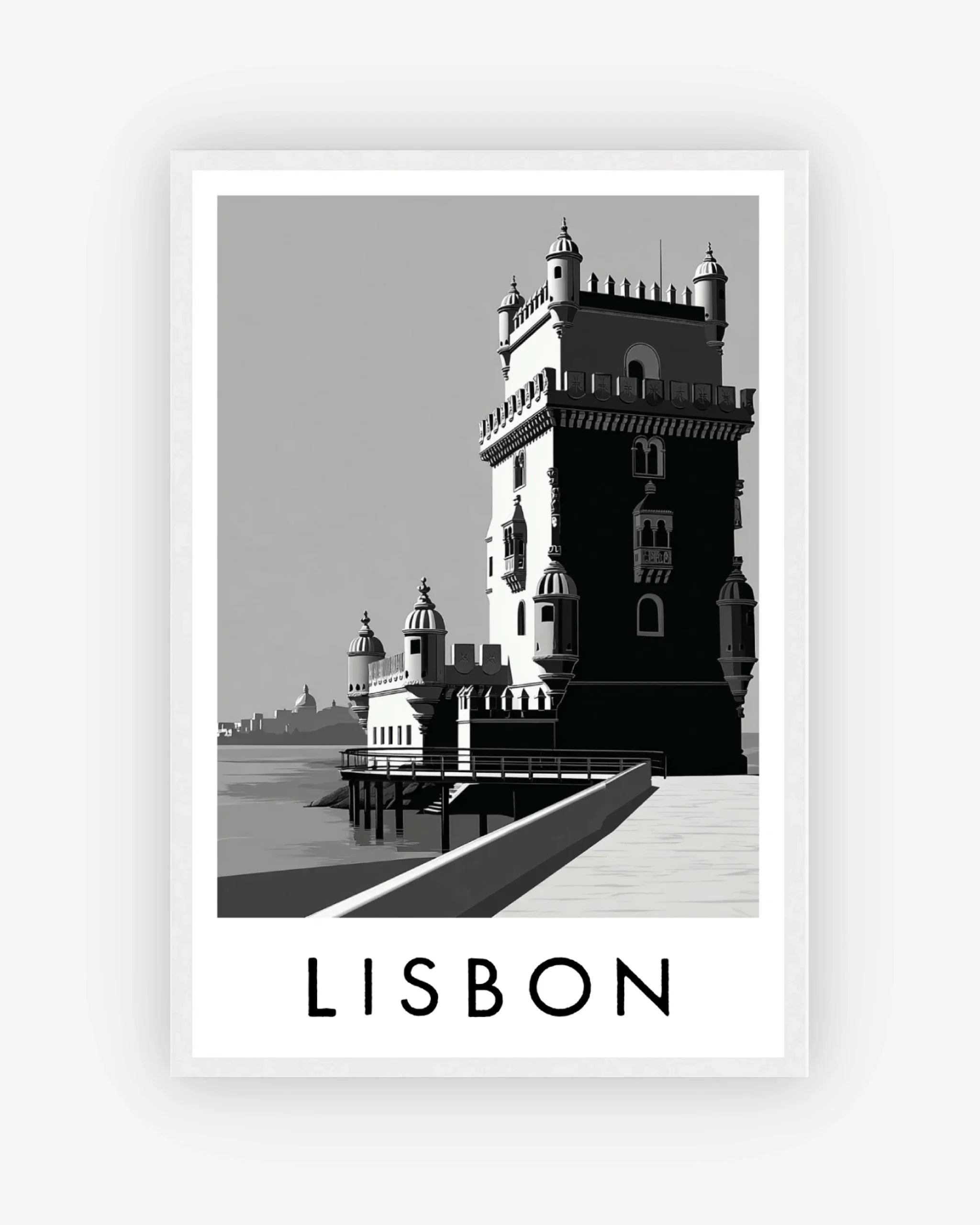 Lisbon white frame poster