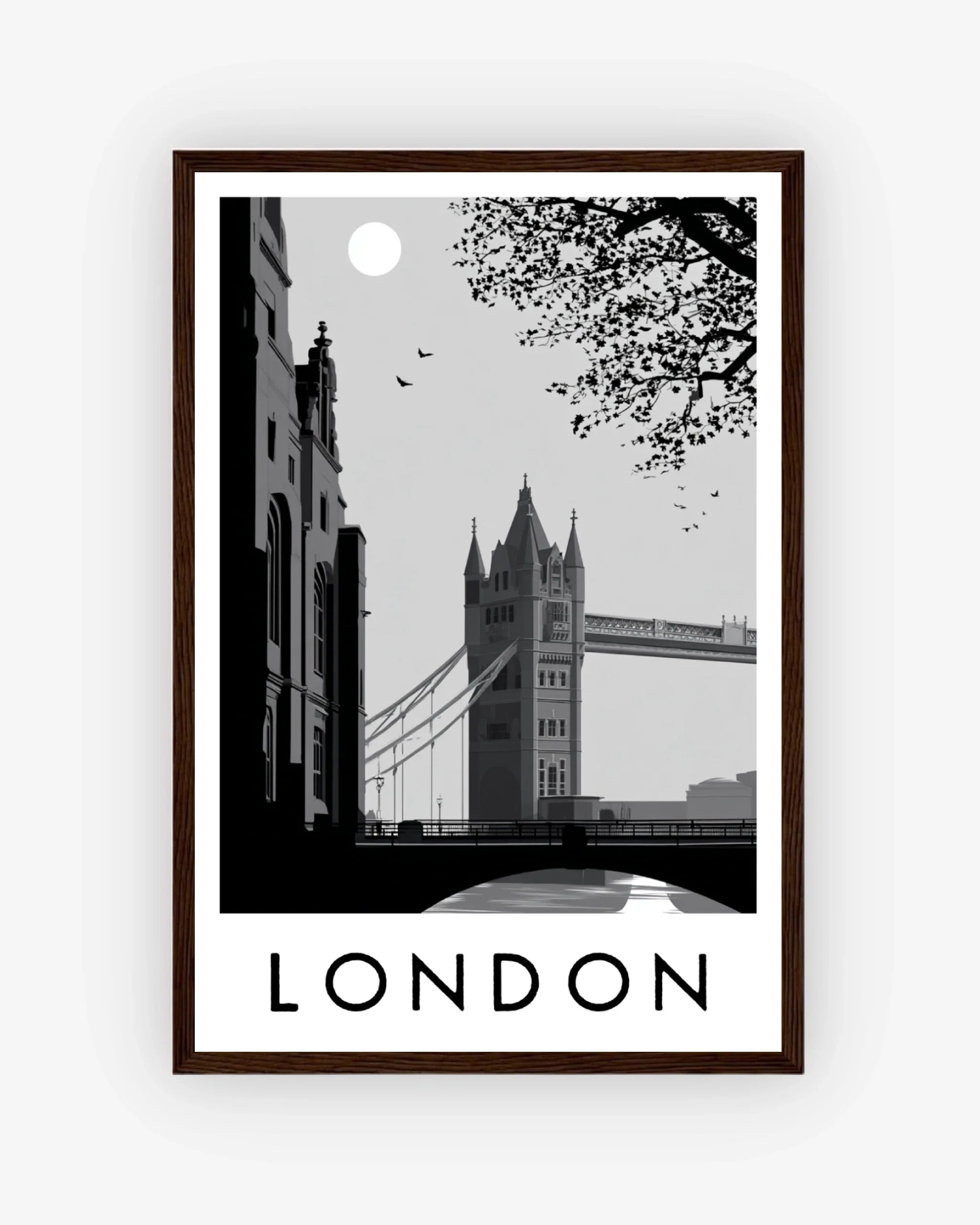 London dark wood frame poster