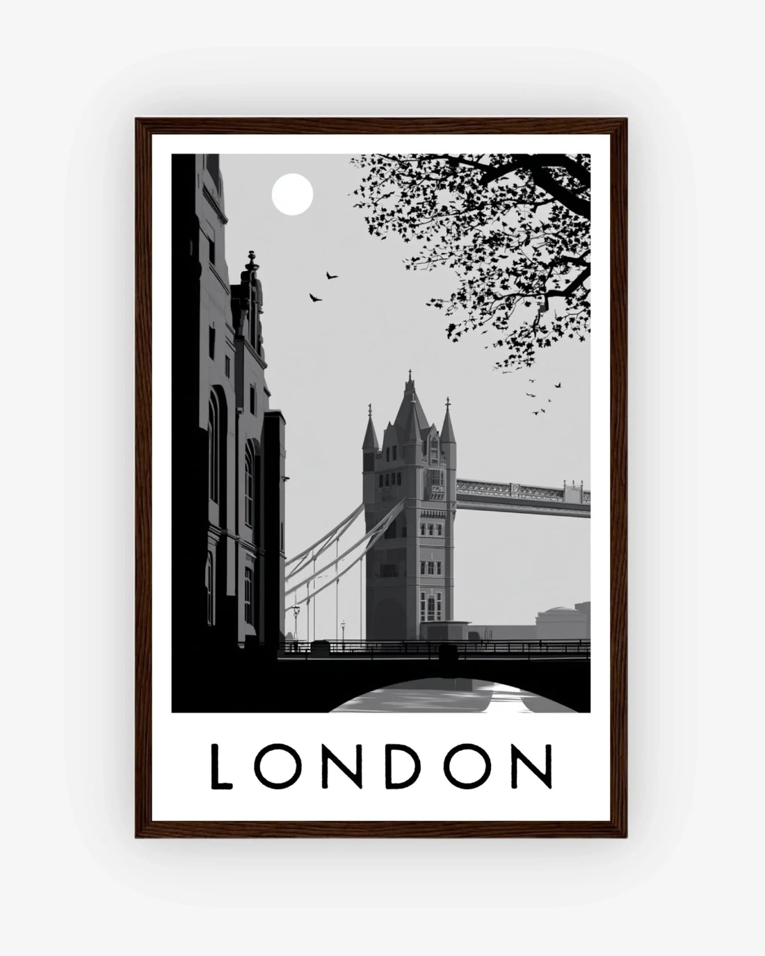 London dark wood frame poster