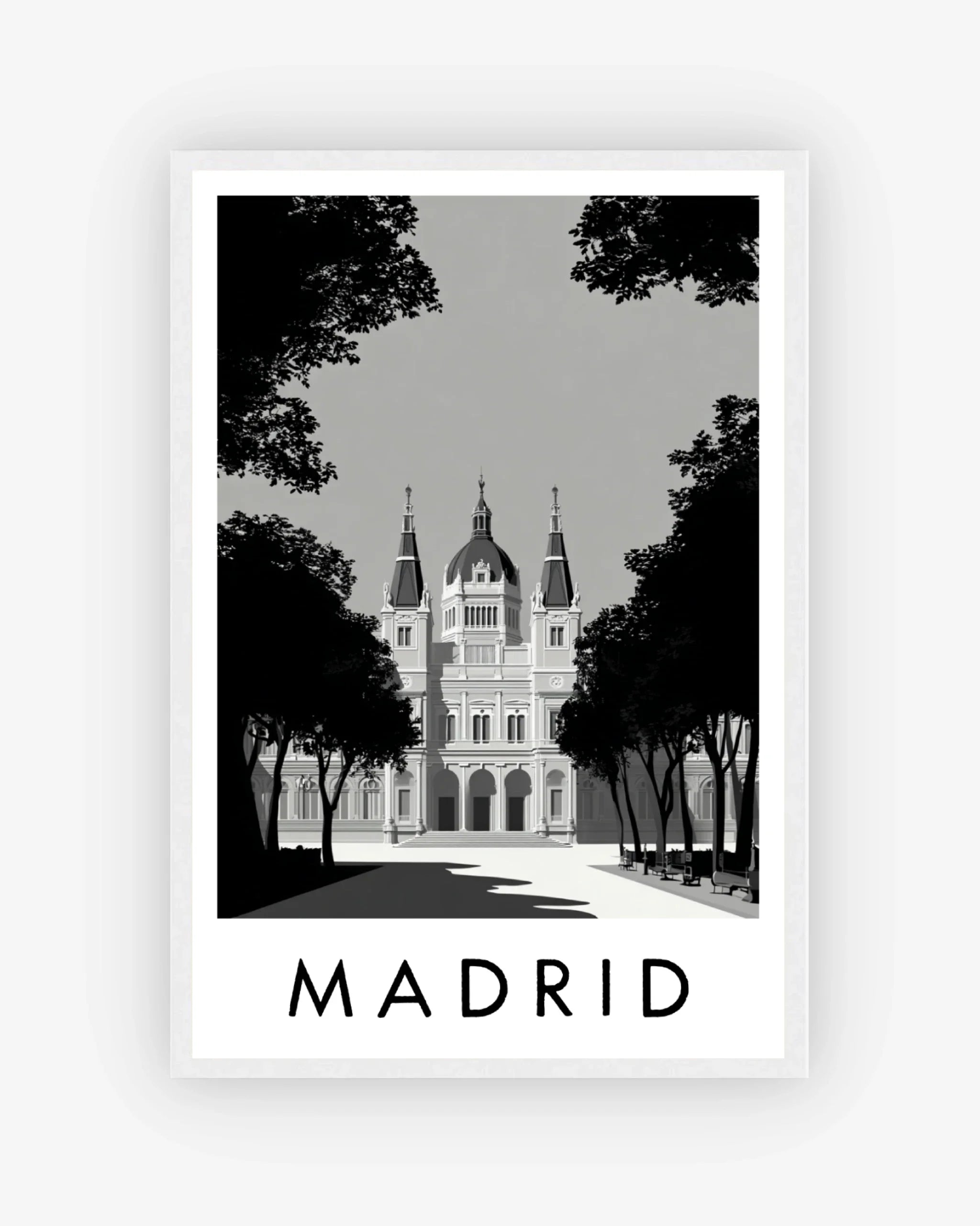 Madrid white frame poster