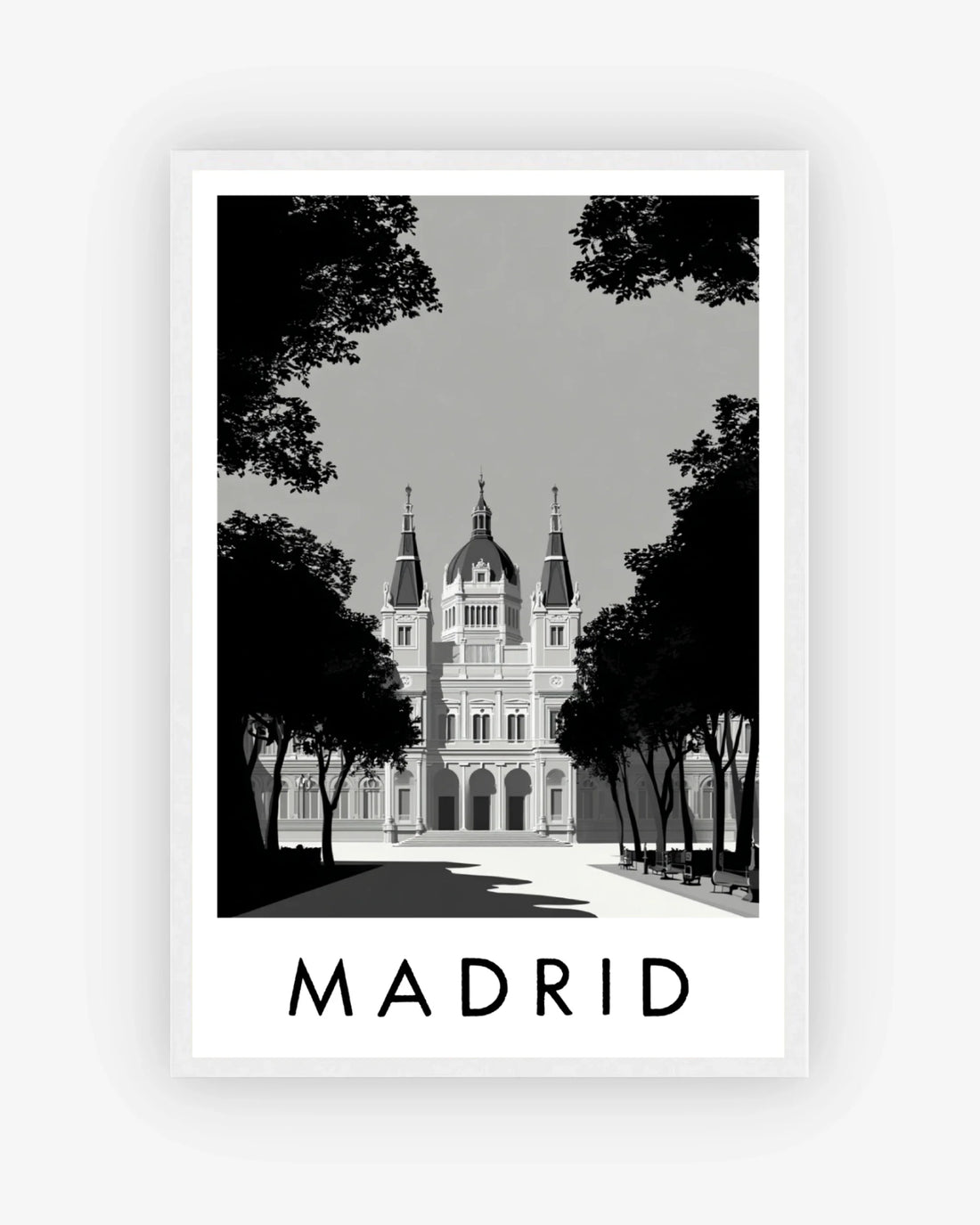 Madrid white frame poster
