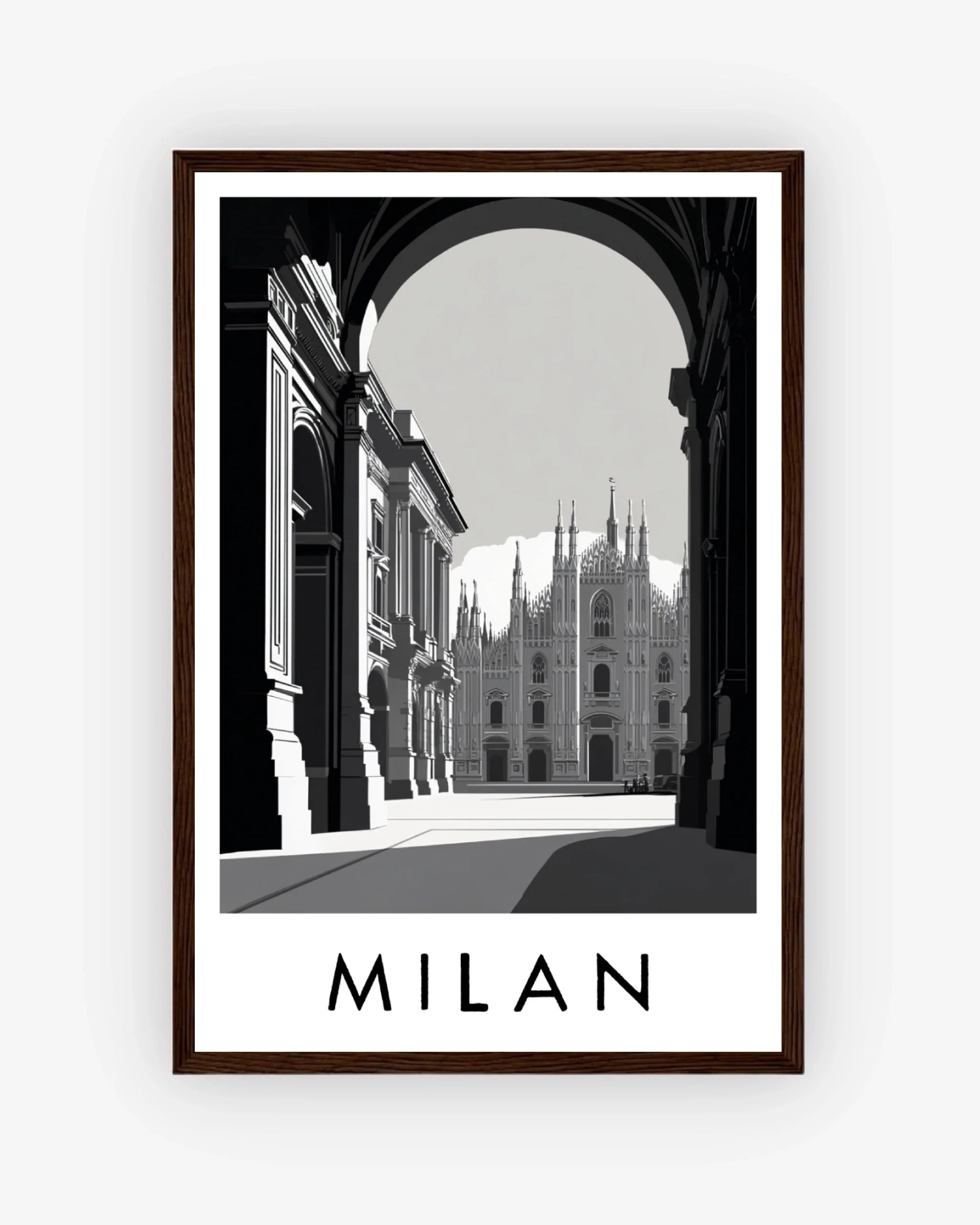 Milan dark wood frame poster