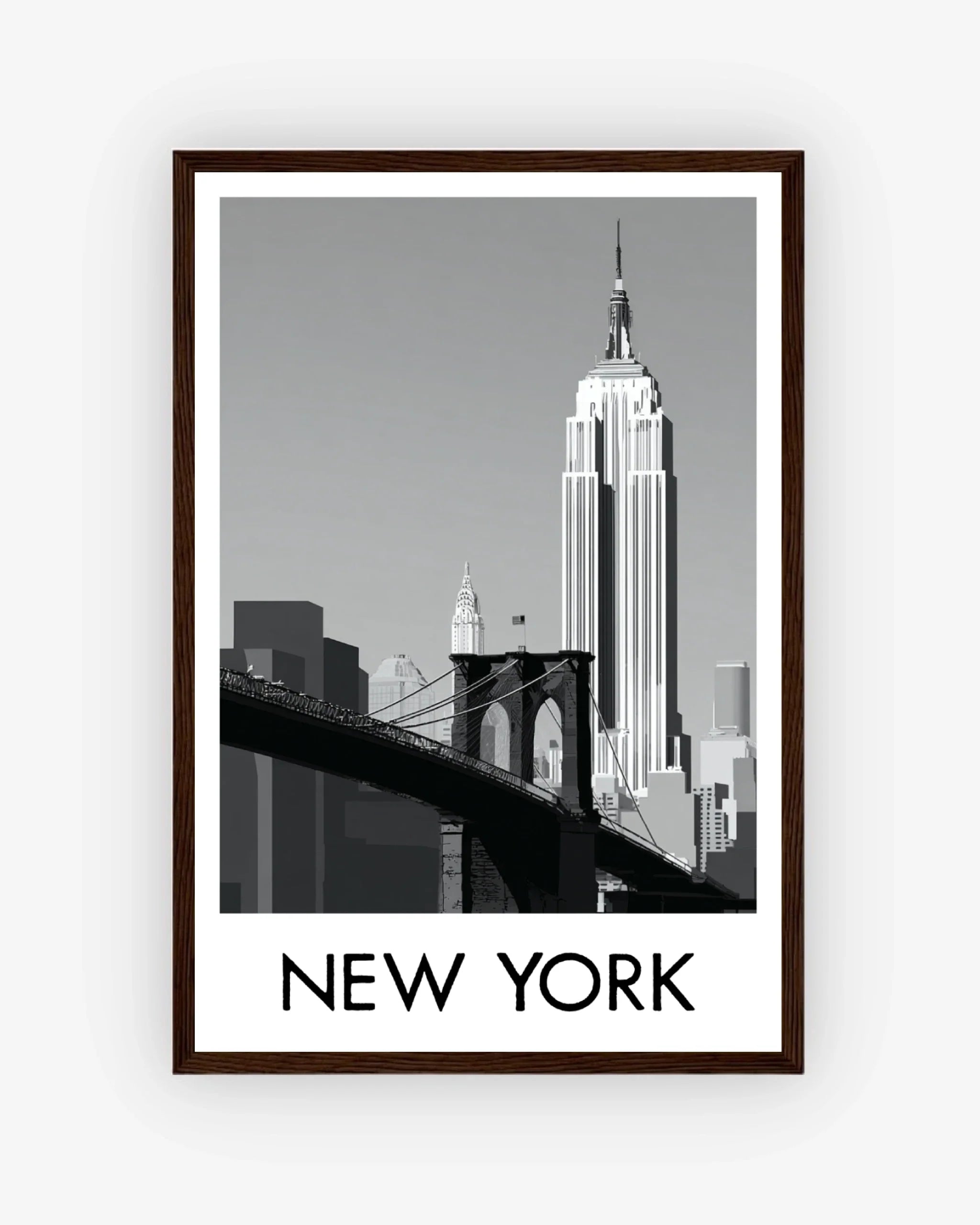 New York dark wood frame poster
