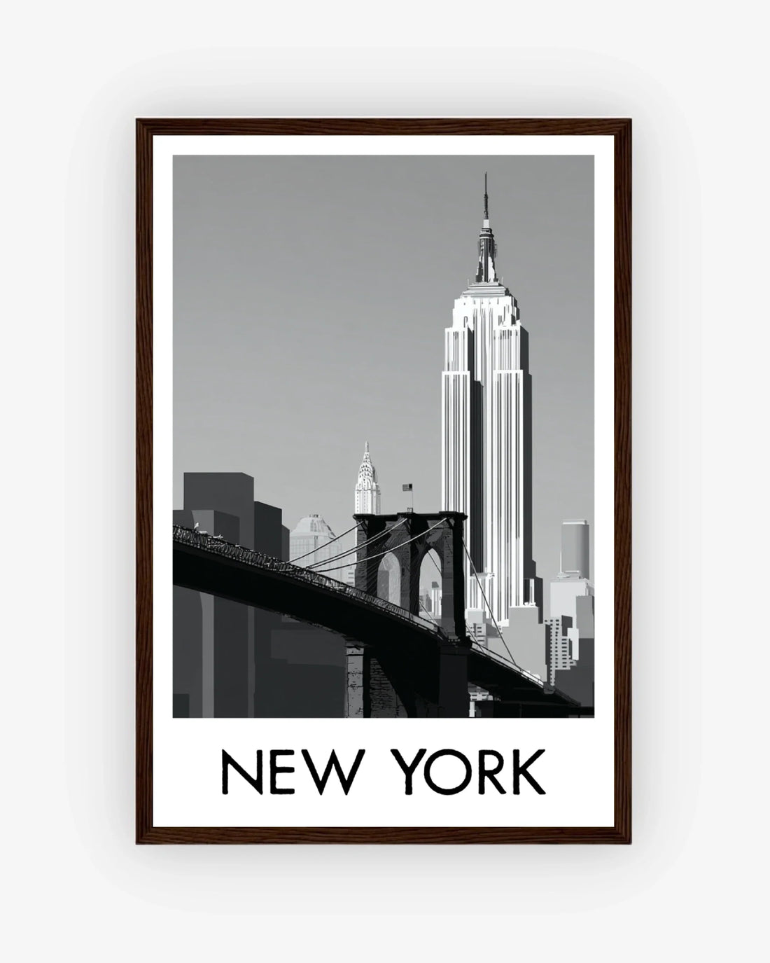 New York dark wood frame poster