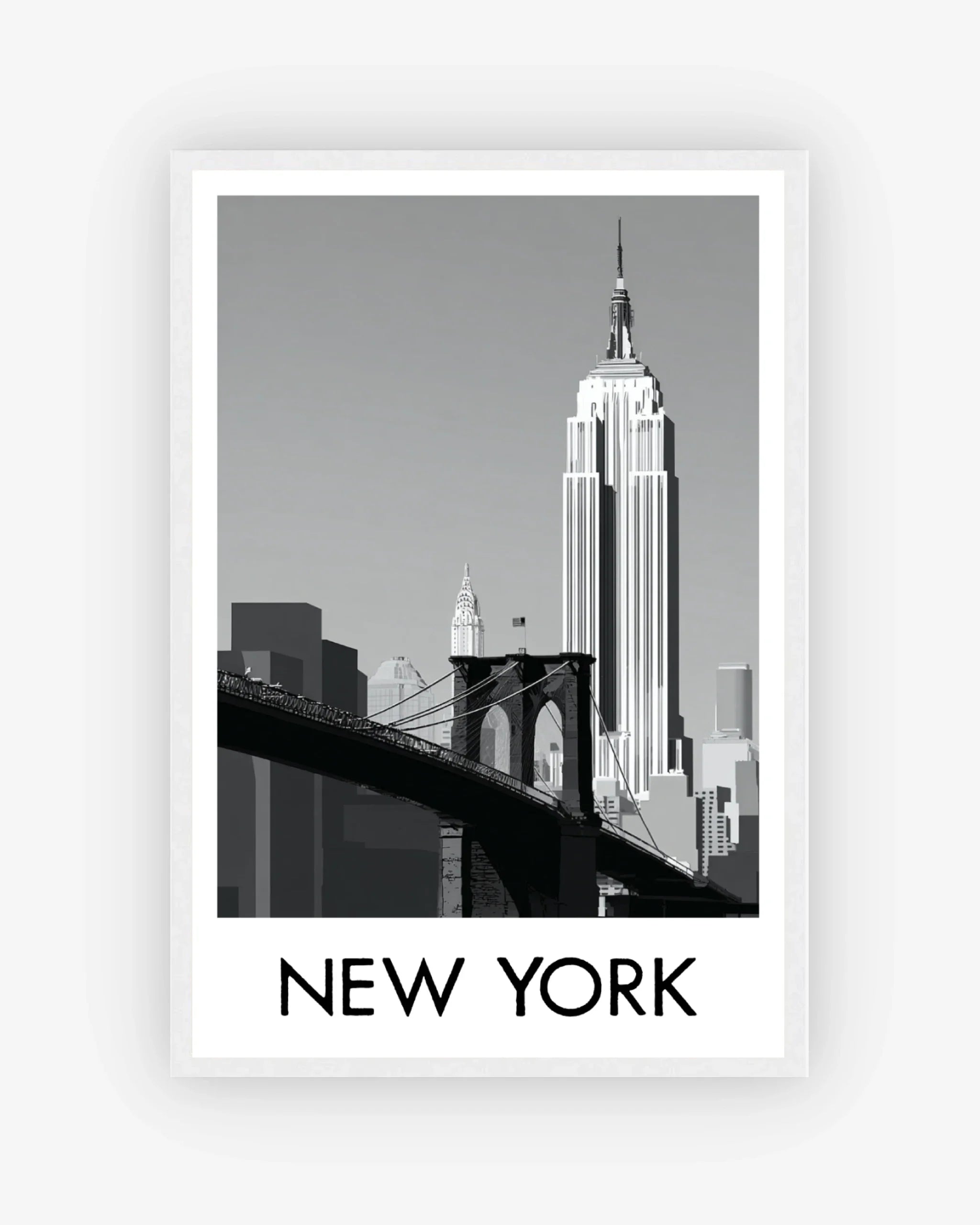New York white frame poster