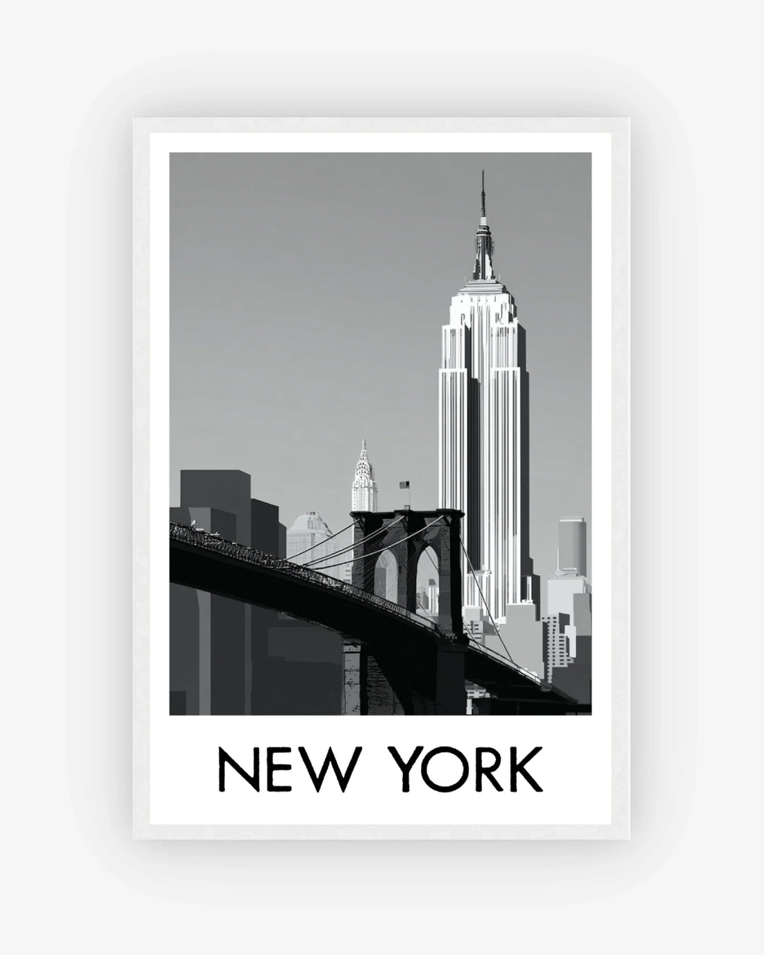 New York white frame poster