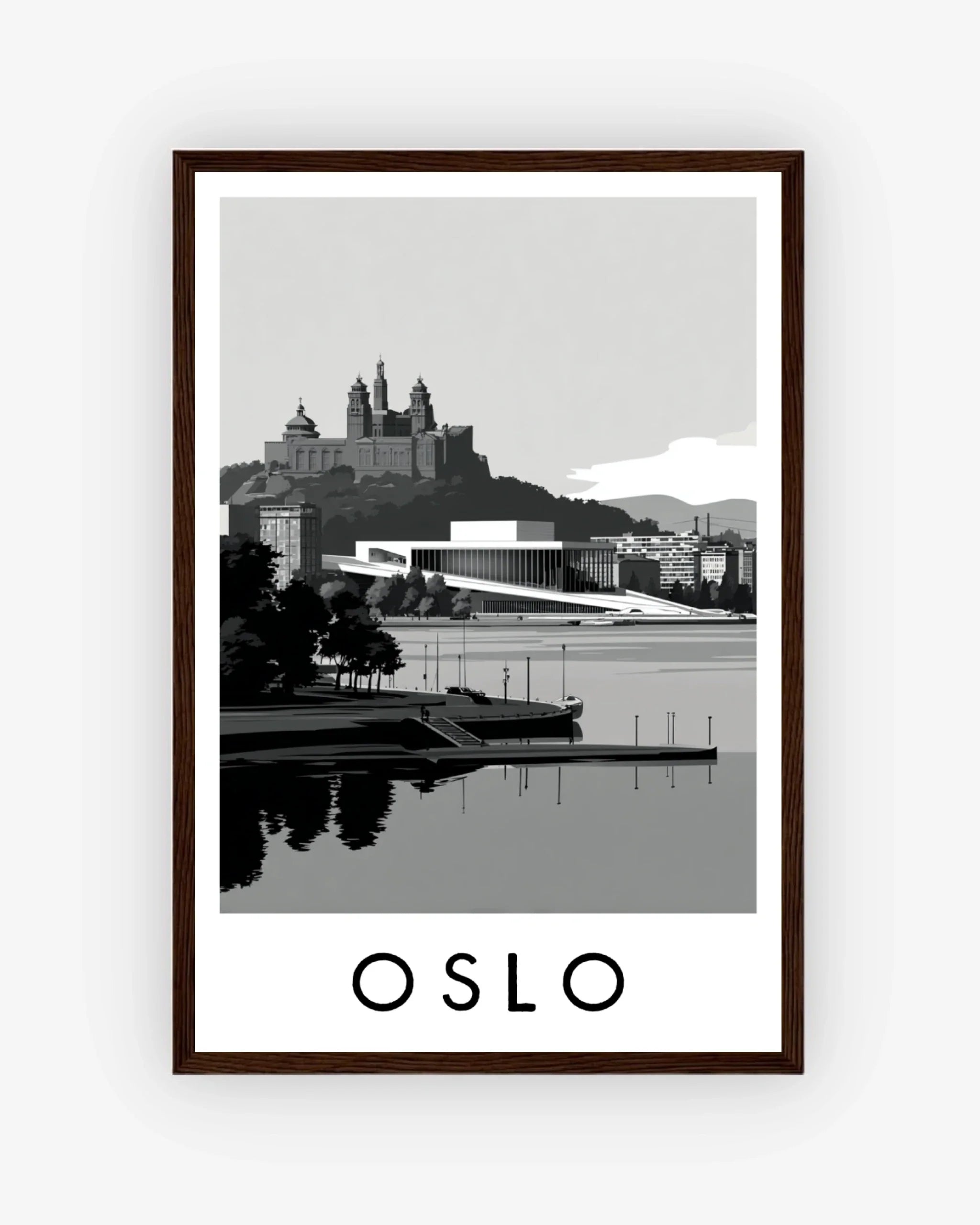 Oslo dark wood frame poster