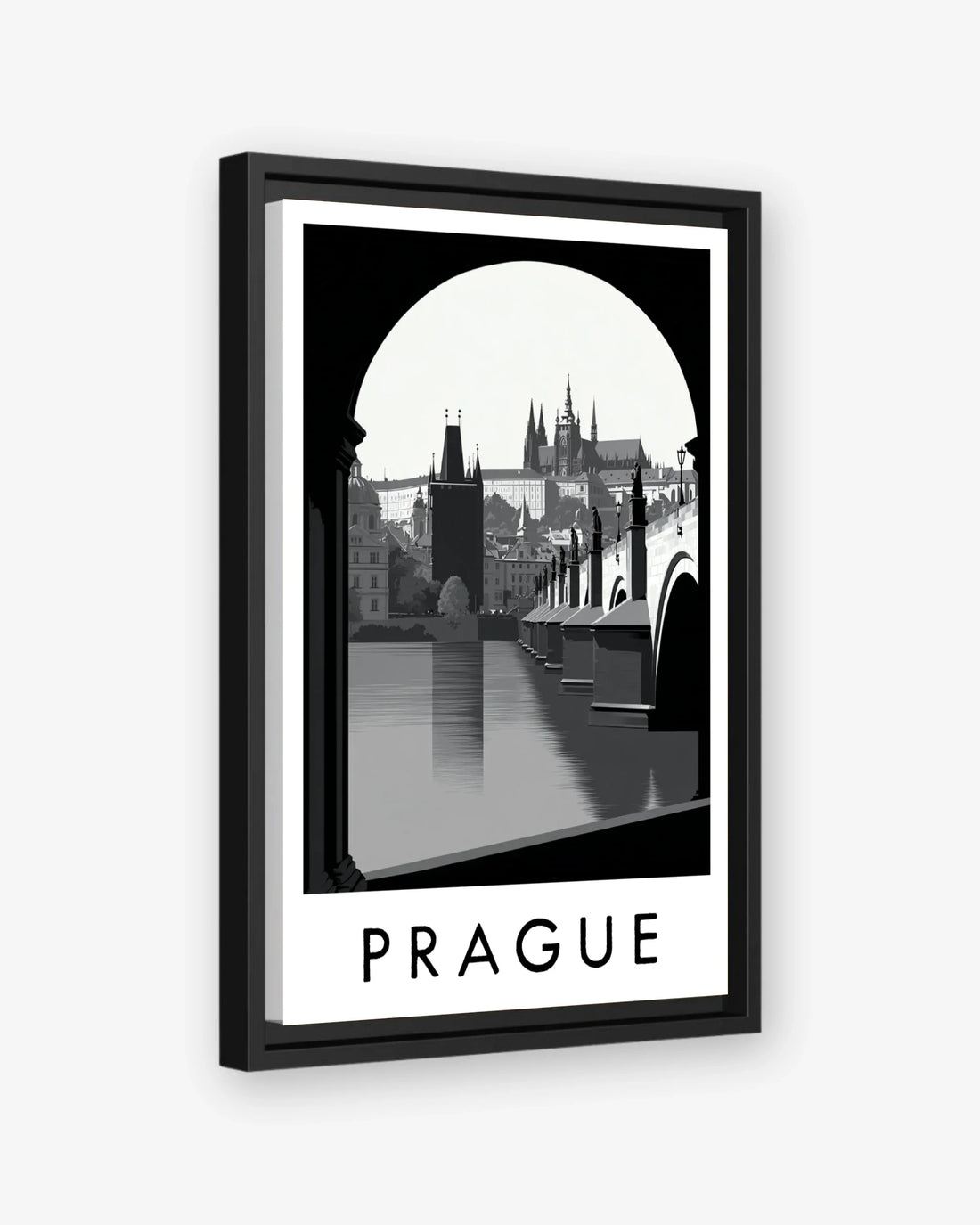 Prague black frame canvas