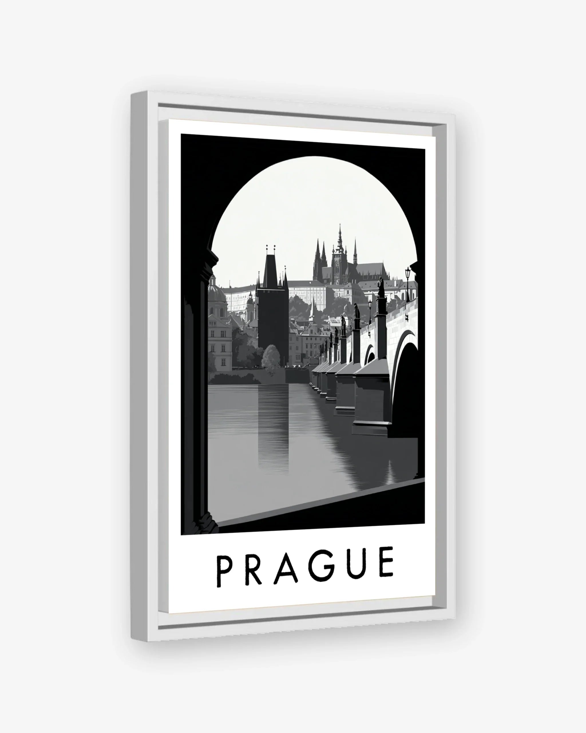 Prague white frame canvas