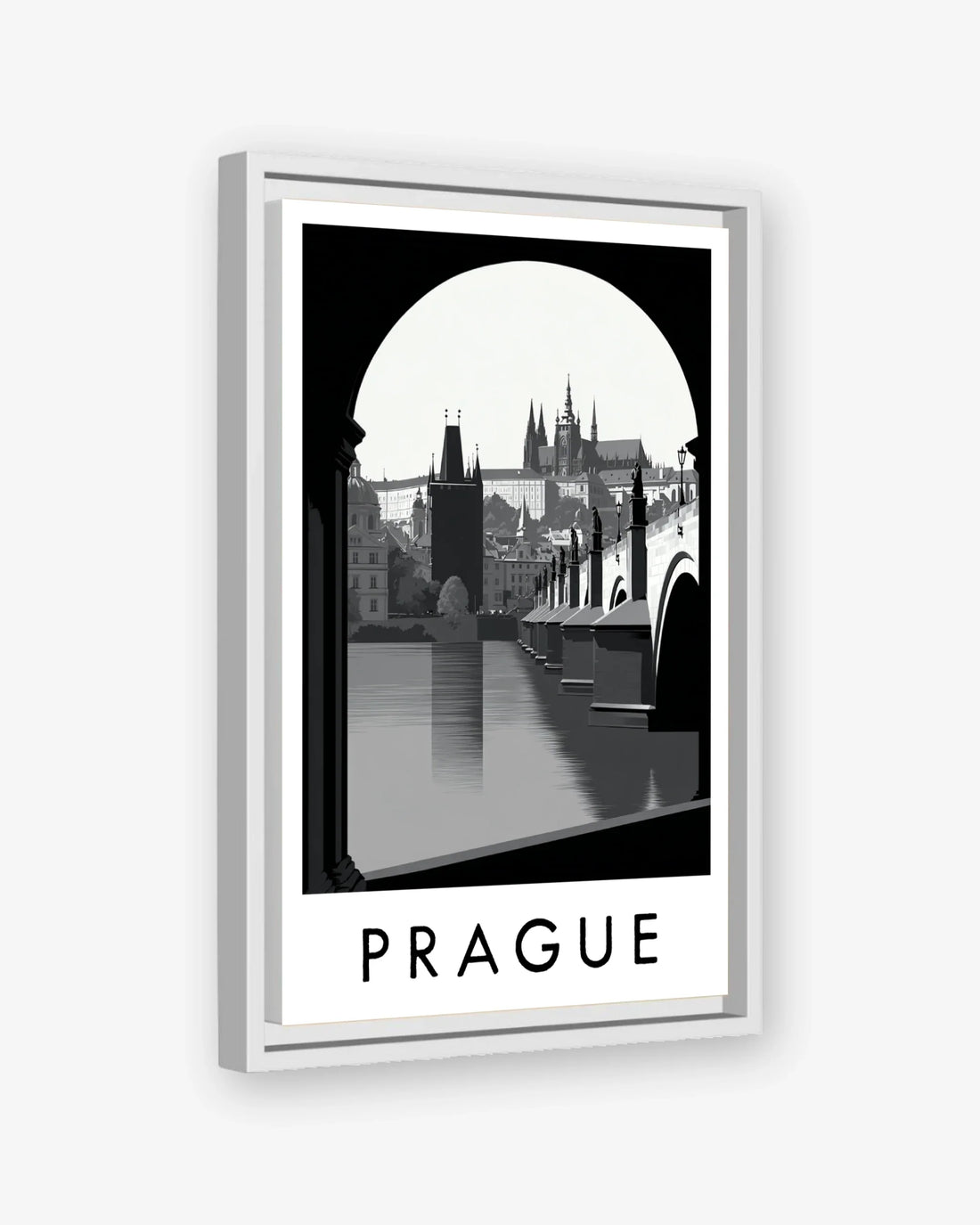 Prague white frame canvas