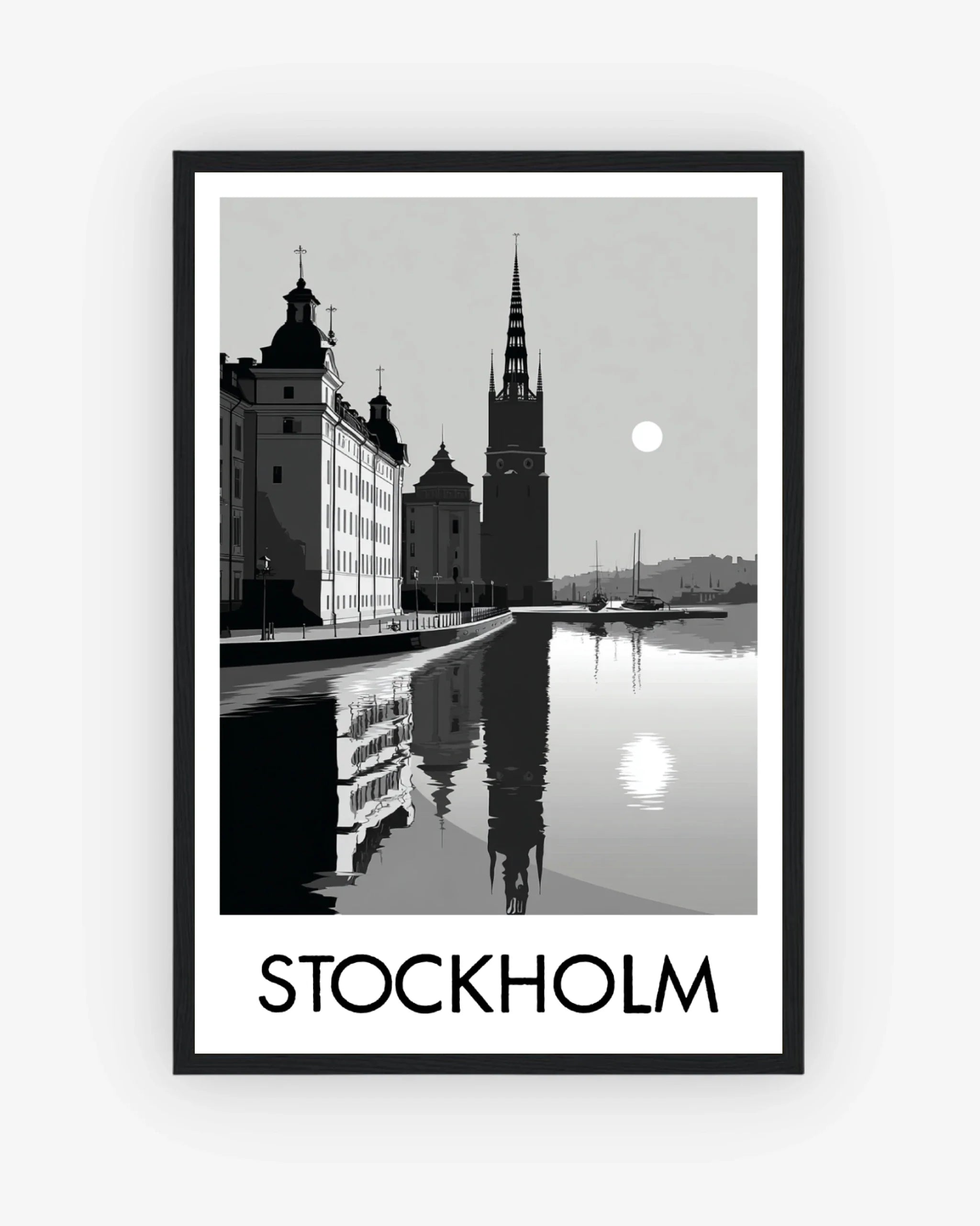 Stockholm black frame poster