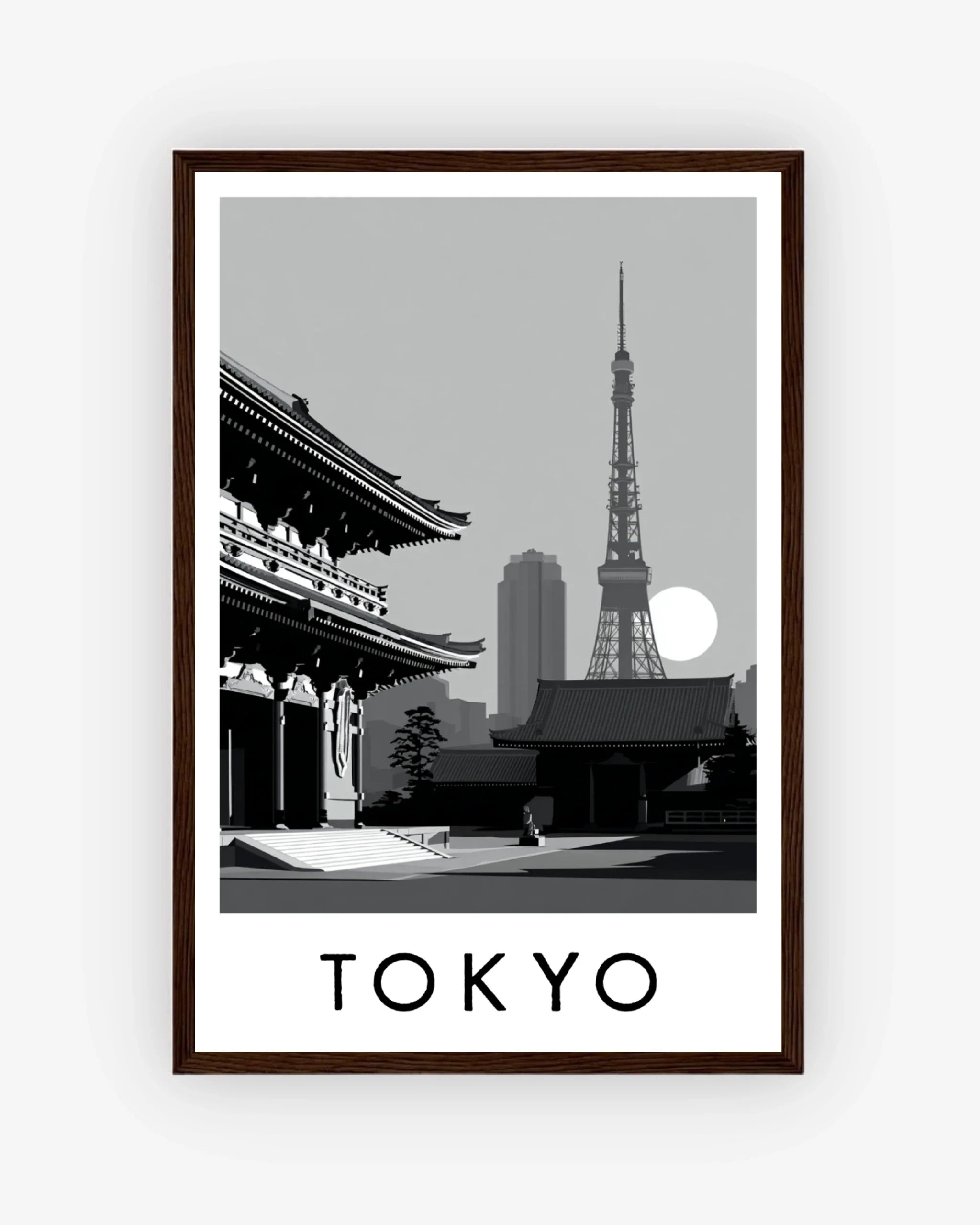 Tokyo dark wood frame poster