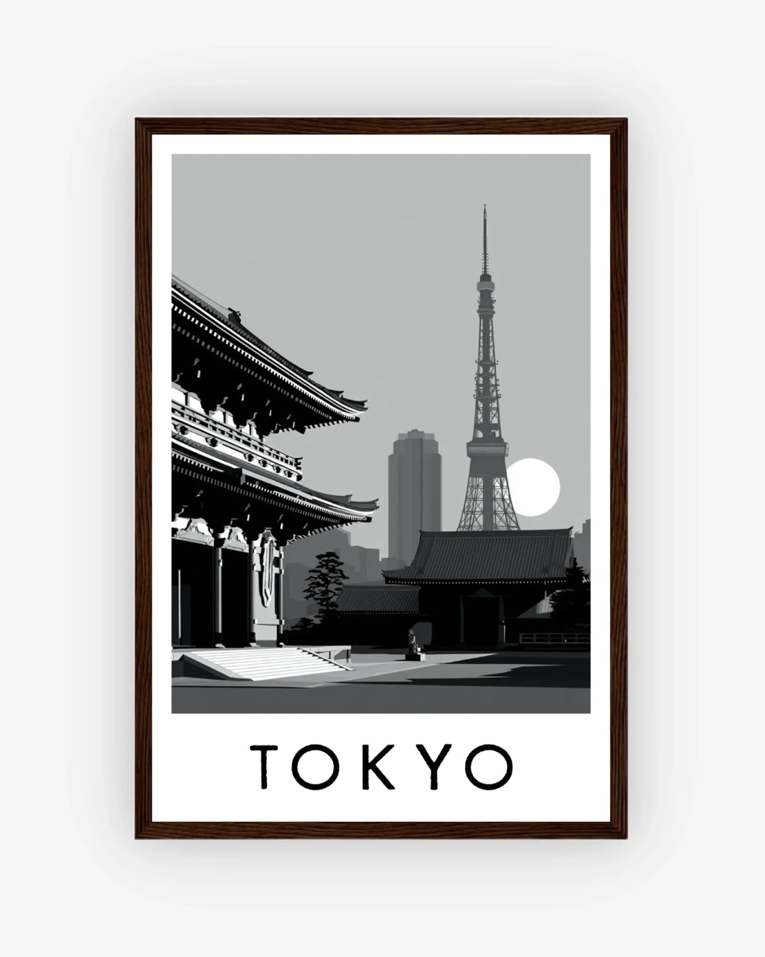 Tokyo dark wood frame poster