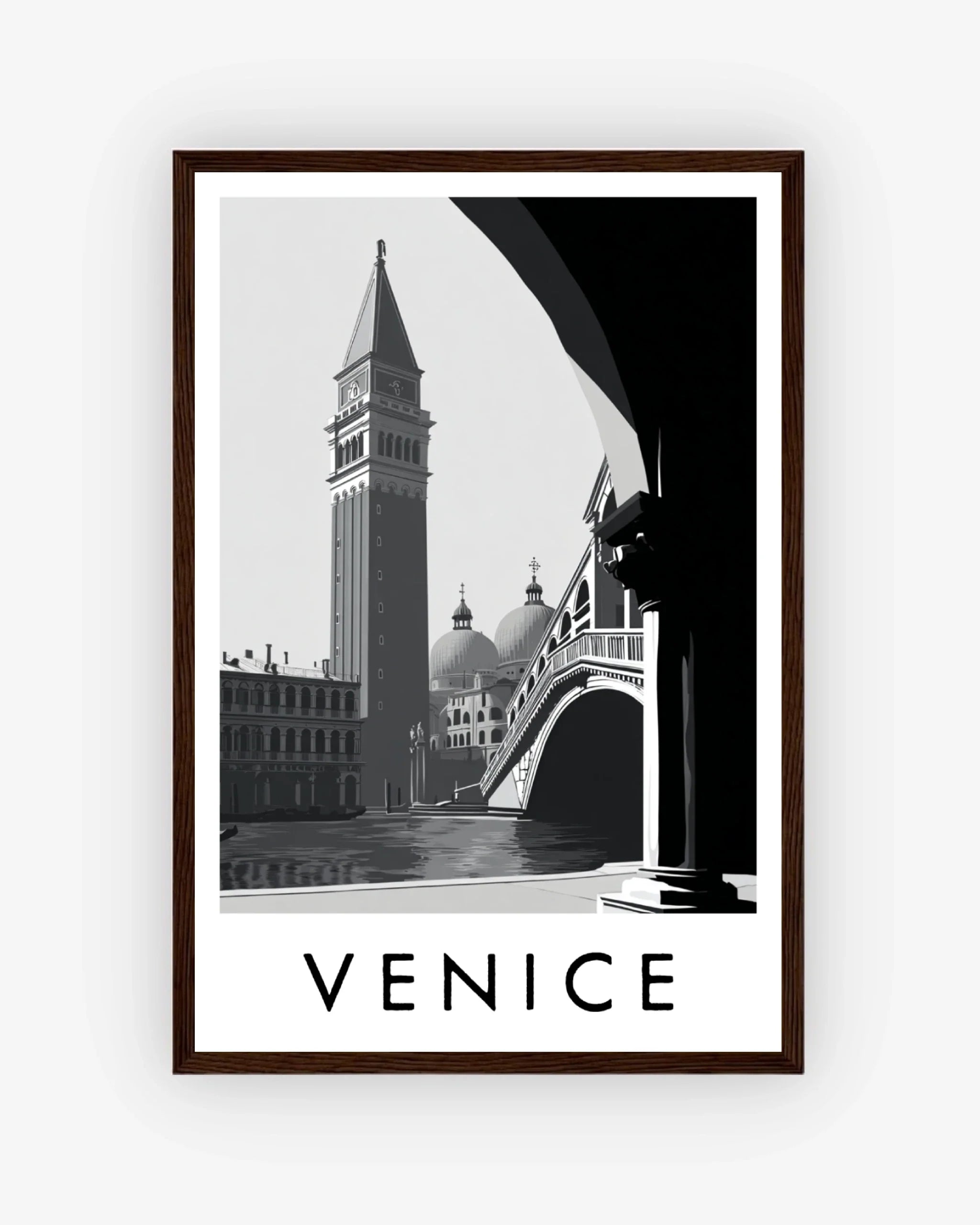 Venice dark wood frame poster