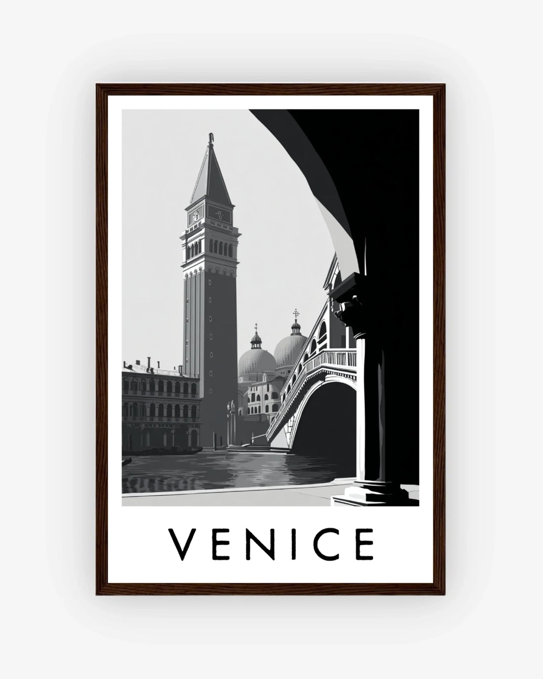 Venice dark wood frame poster