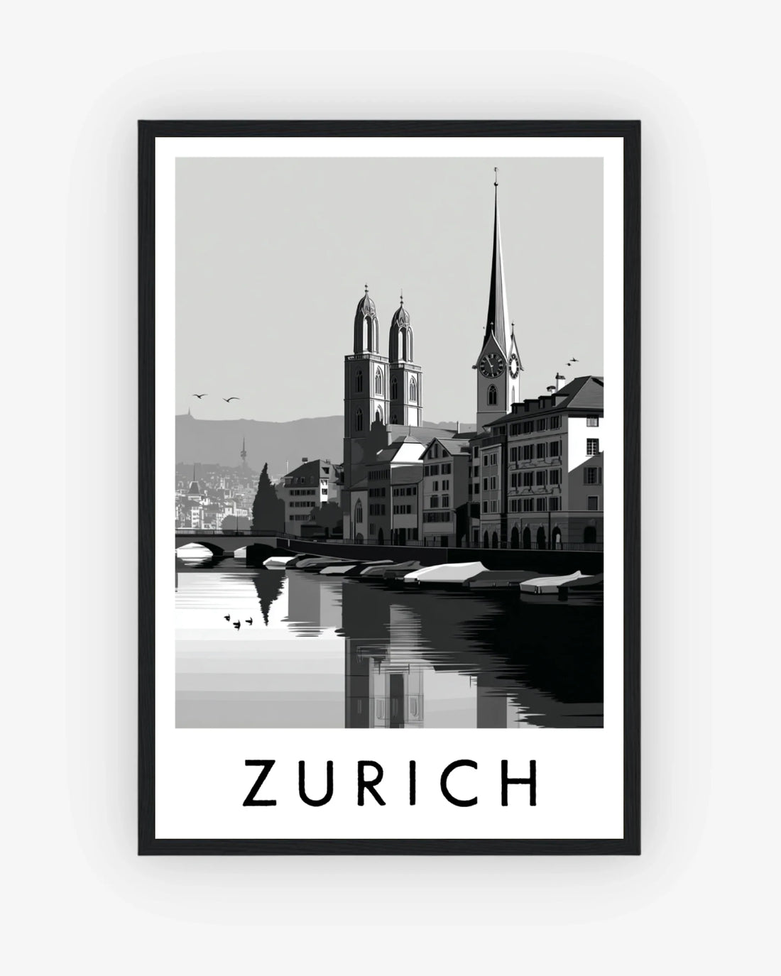 Zurich black frame poster
