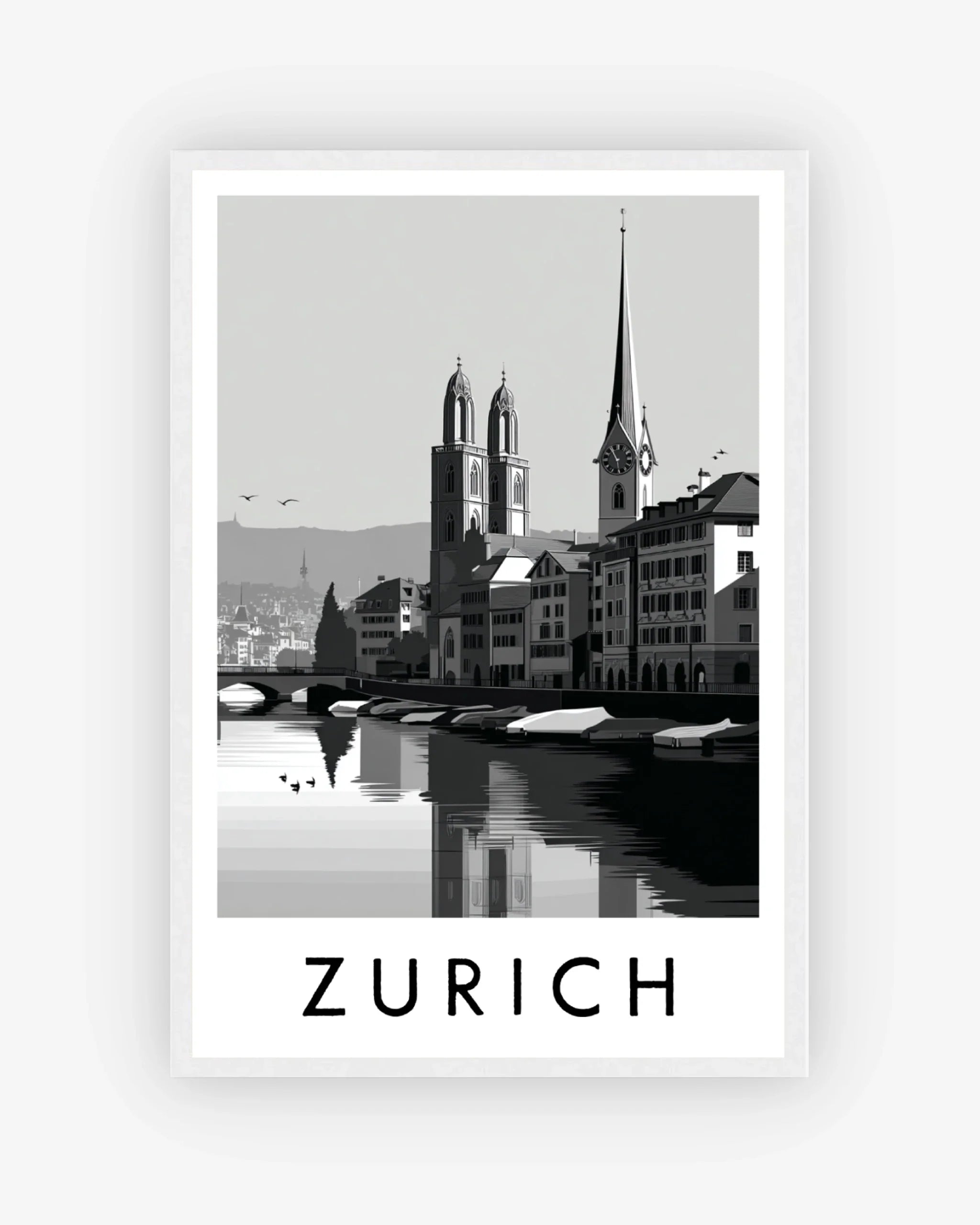 Zurich white frame poster