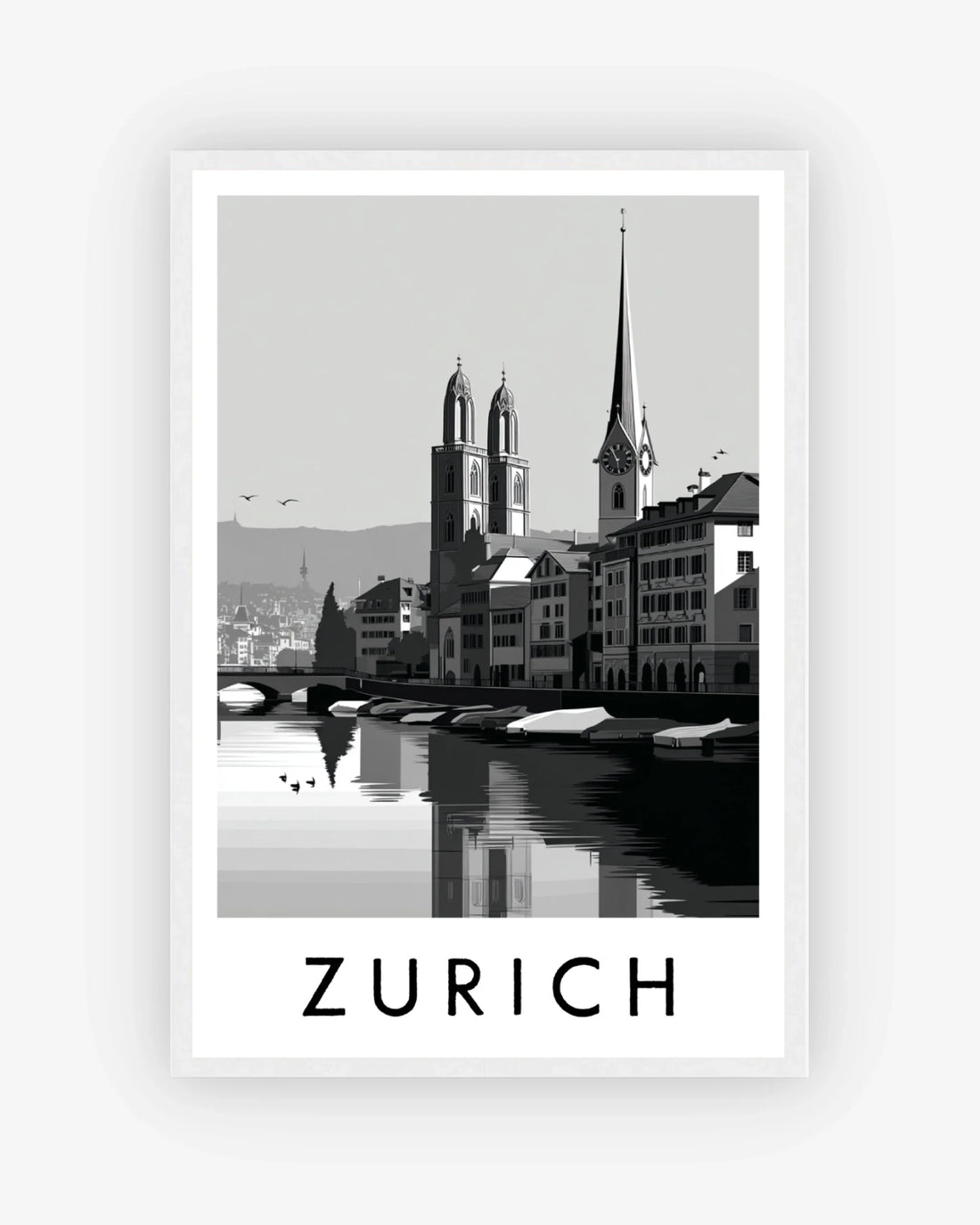 Zurich white frame poster