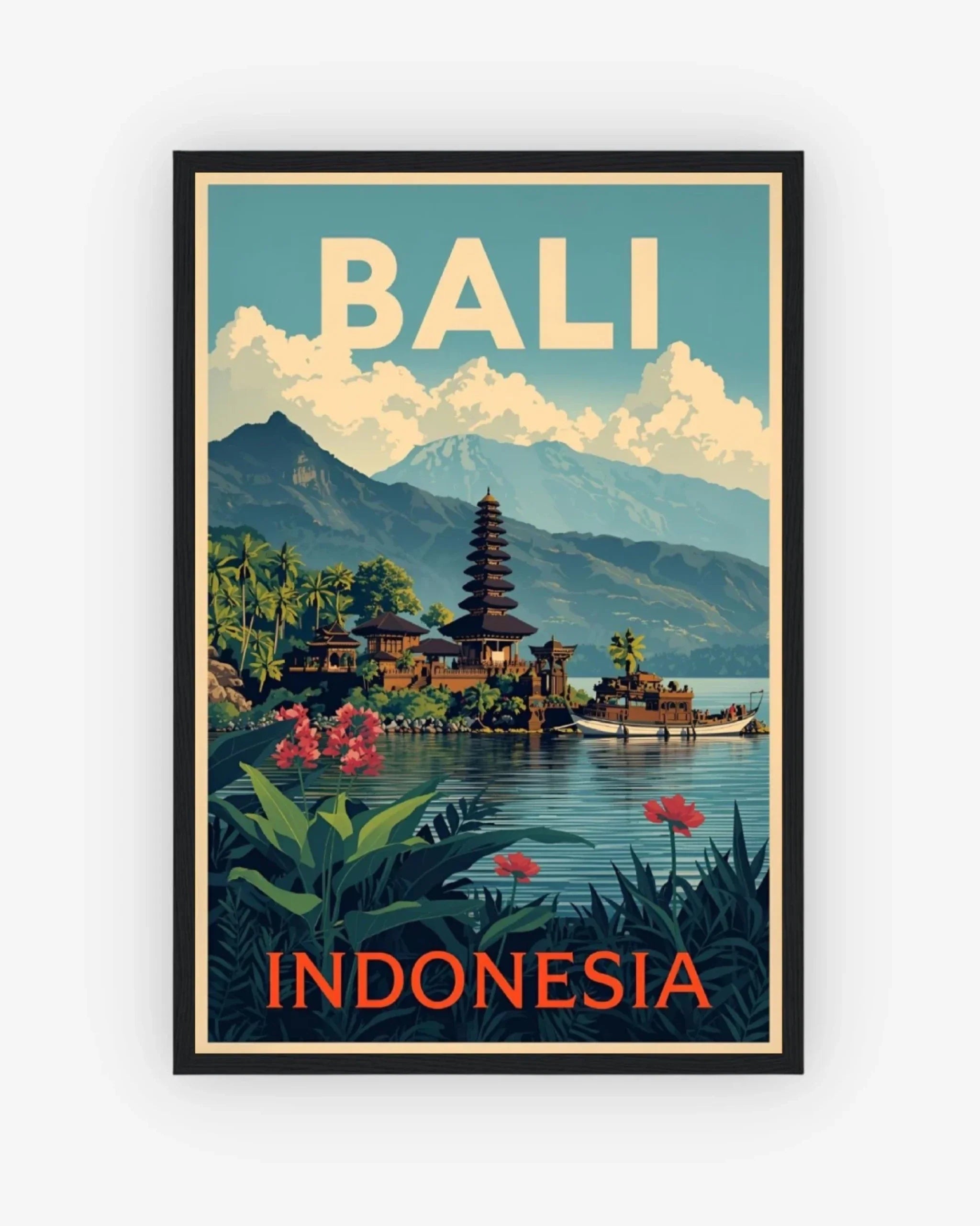 Bali Ulun Danu, Indonesia Poster Black Frame Nomad Haus