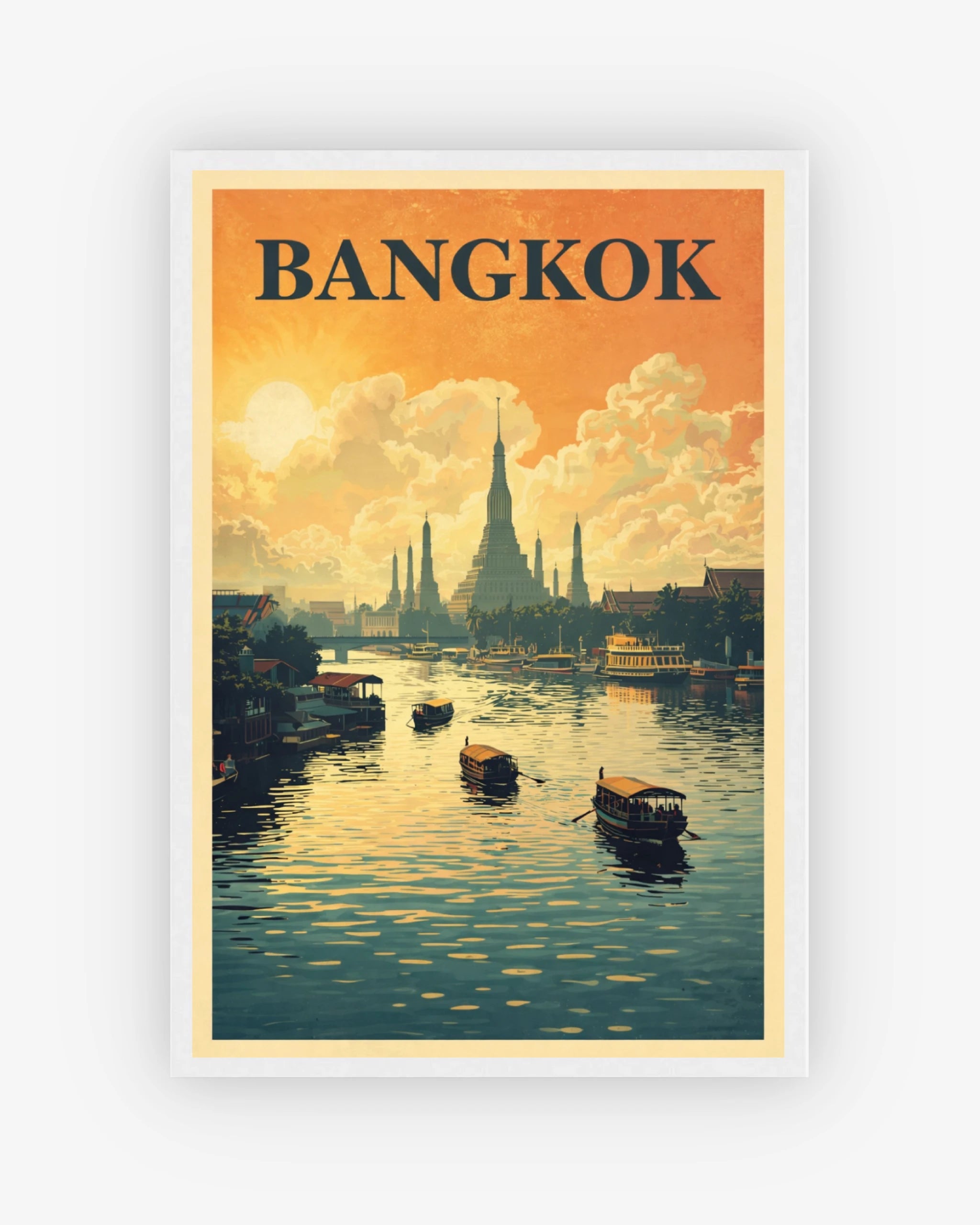 Bangkok travel poster with white frame