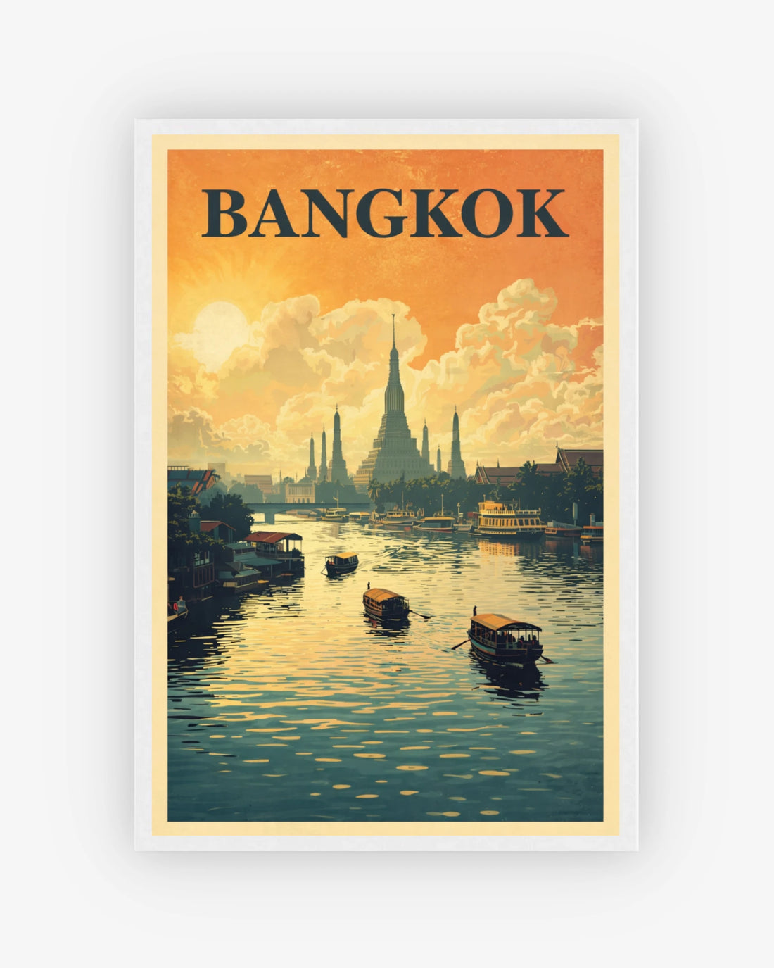 Bangkok travel poster with white frame