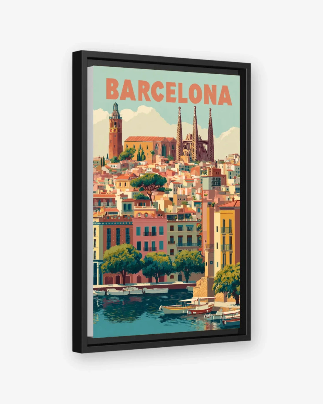 Barcelona, Spain Canvas Black Frame Nomad Haus