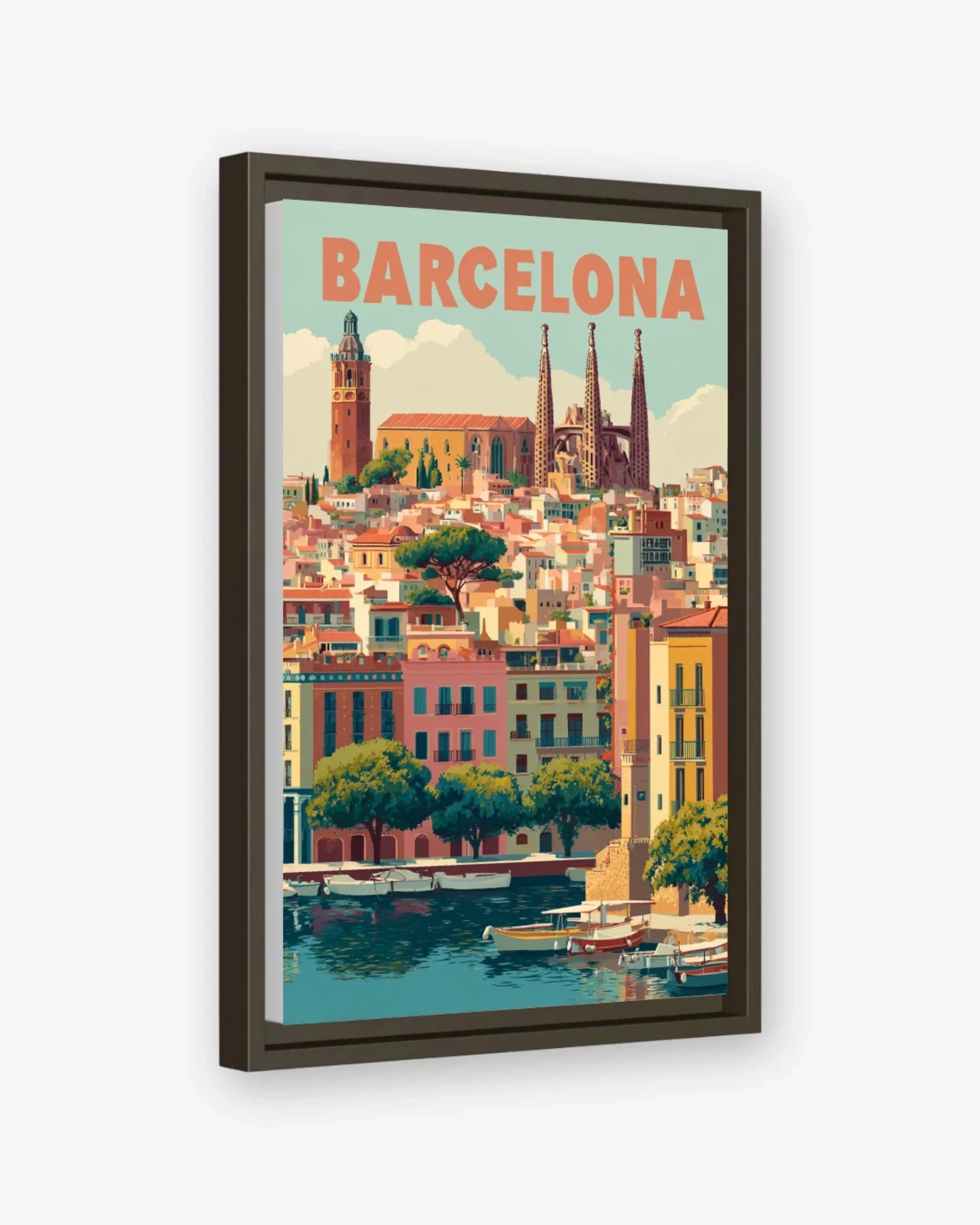 Barcelona, Spain Canvas Espresso Frame Nomad Haus