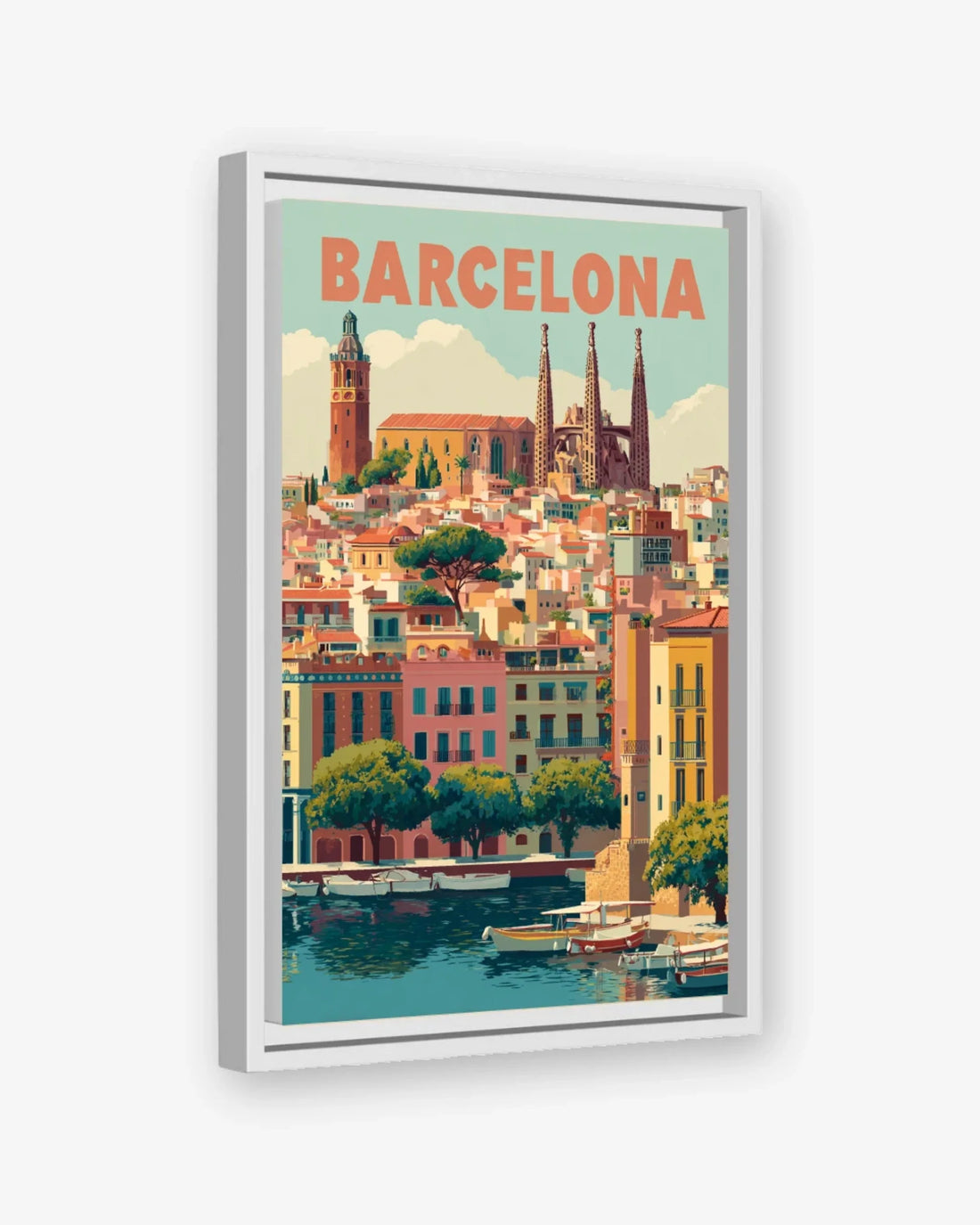 Barcelona, Spain Canvas White Frame Nomad Haus