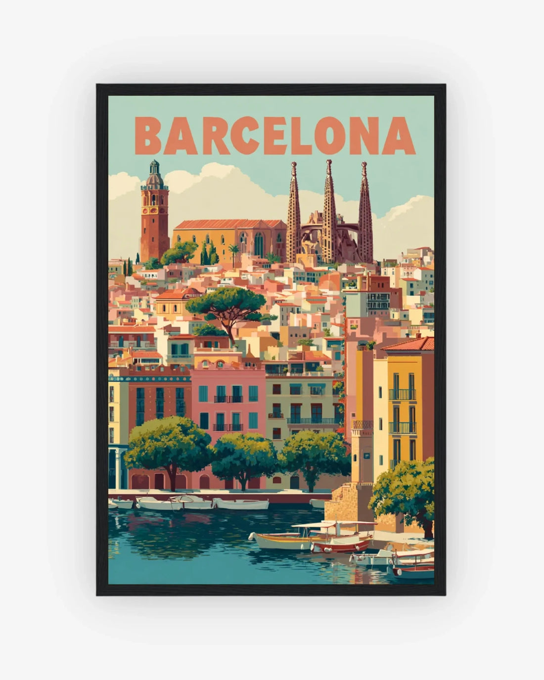 Barcelona, Spain Poster Black Frame Nomad Haus