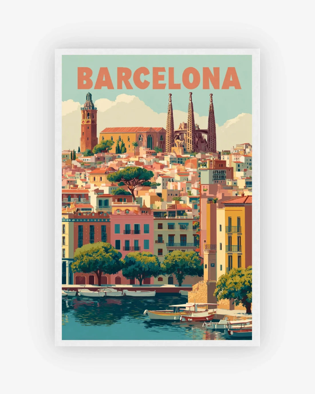 Barcelona, Spain Poster White Frame Nomad Haus