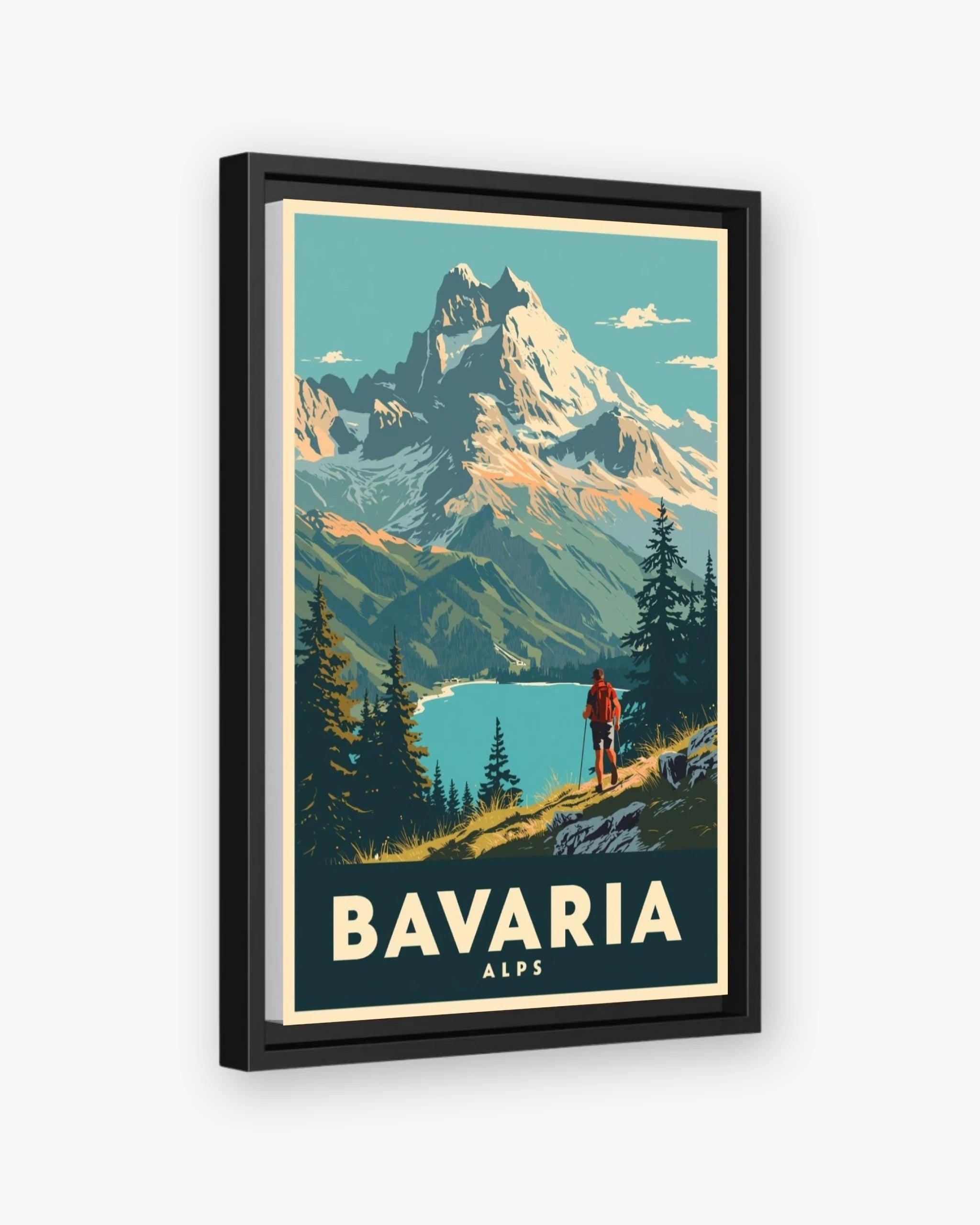 Bavaria Alps travel poster black framed canvas