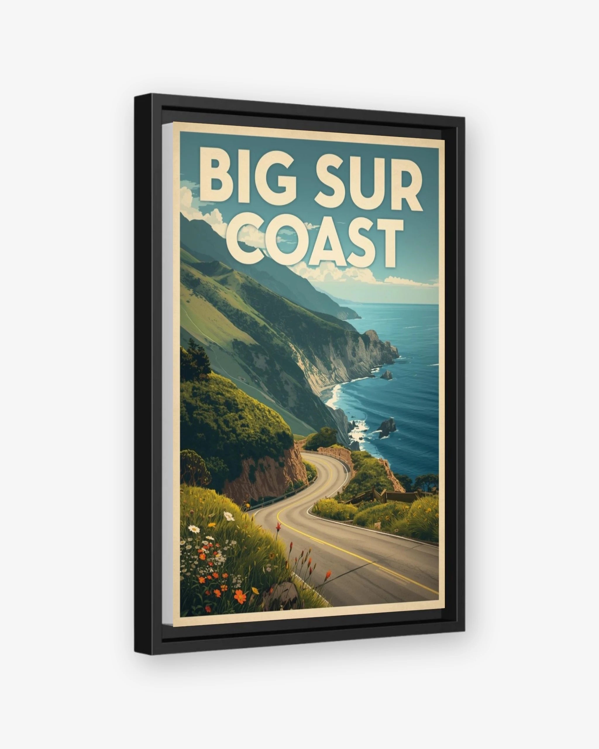 Big Sur Coast travel poster black framed canvas