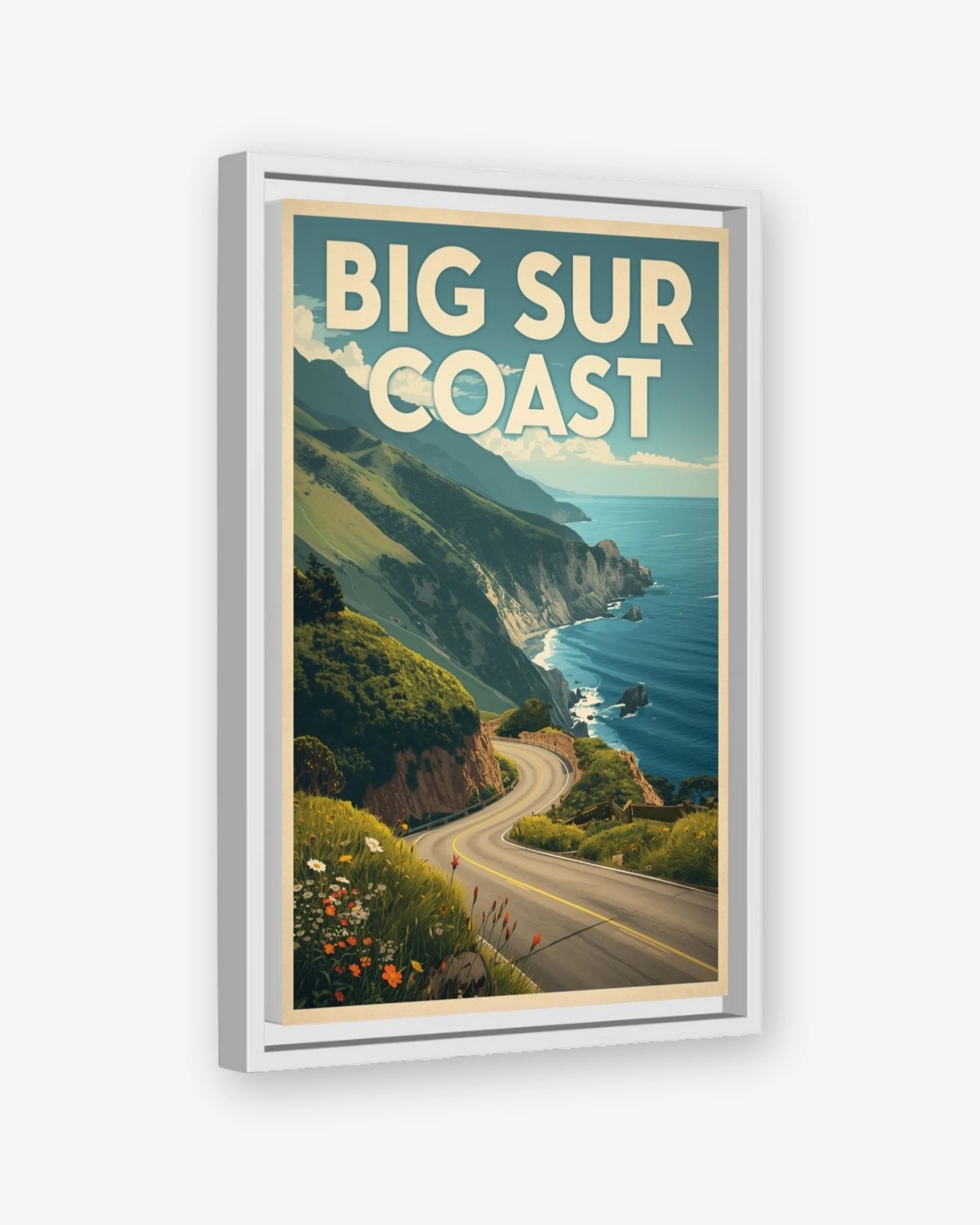 Big Sur Coast travel poster white framed canvas